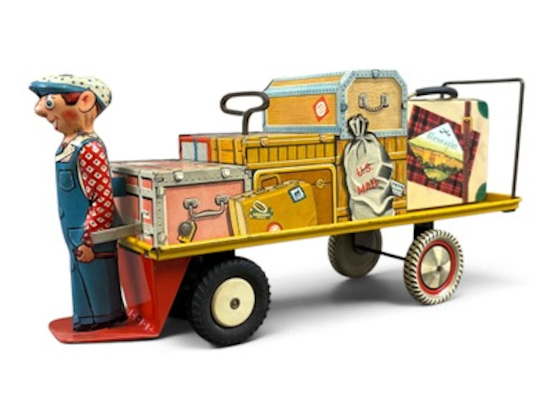 Unique Art Tin Litho Windup Finnegan US Mail Cart