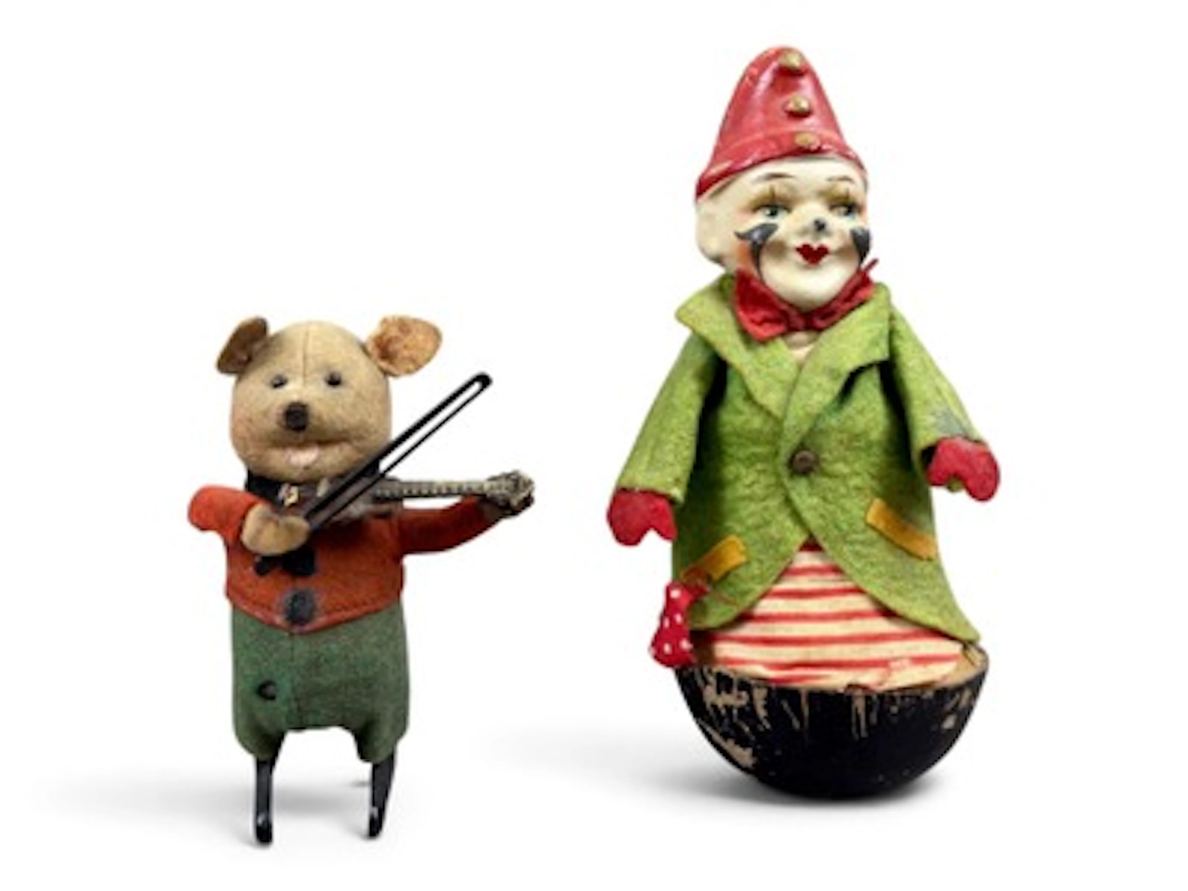 German Clown Roly Poly and Schuco Bear Violinist