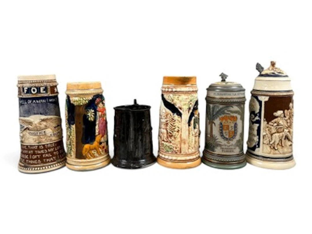 (6) German Beer Steins Including Elks