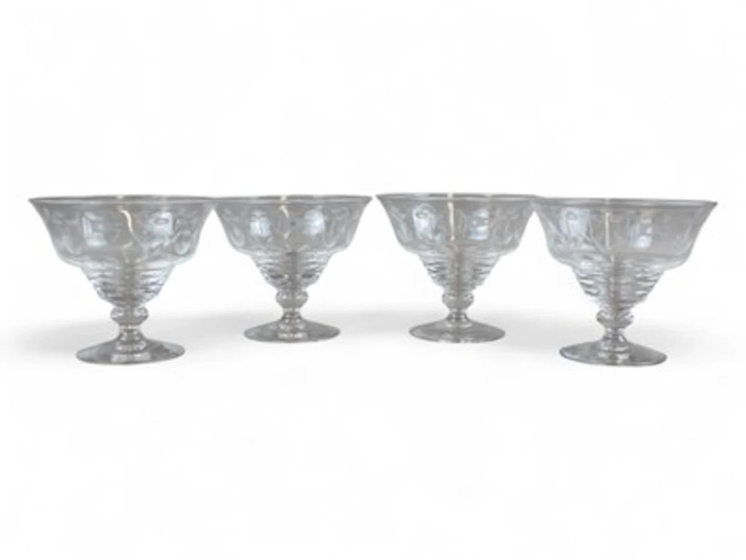(4) White Star Line Stuart Crystal Footed Bowls