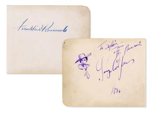 President Franklin D. Roosevelt & Gary Cooper Signed Album Page - JSA