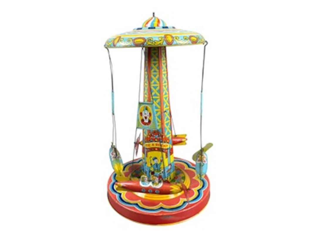 J. Chein Tin Litho Ride A Rocket Windup Toy