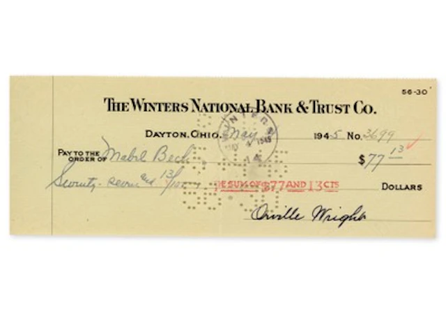 Orville Wright Signed Check