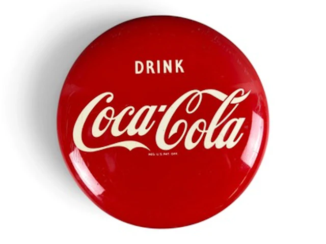 1954 Coca-Cola 16" Tin Button Sign