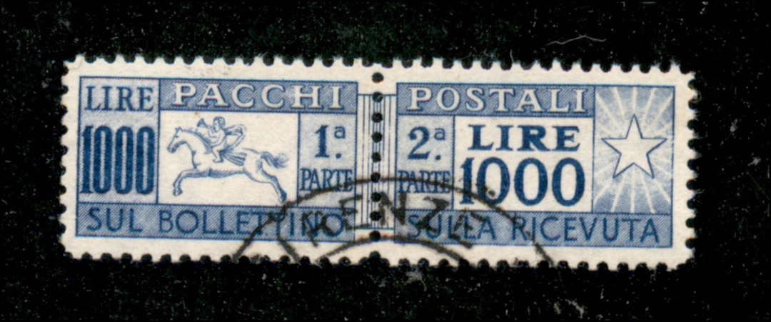Repubblica - Pacchi postali - 1954 1.000 lire Cavallino (81/I) con