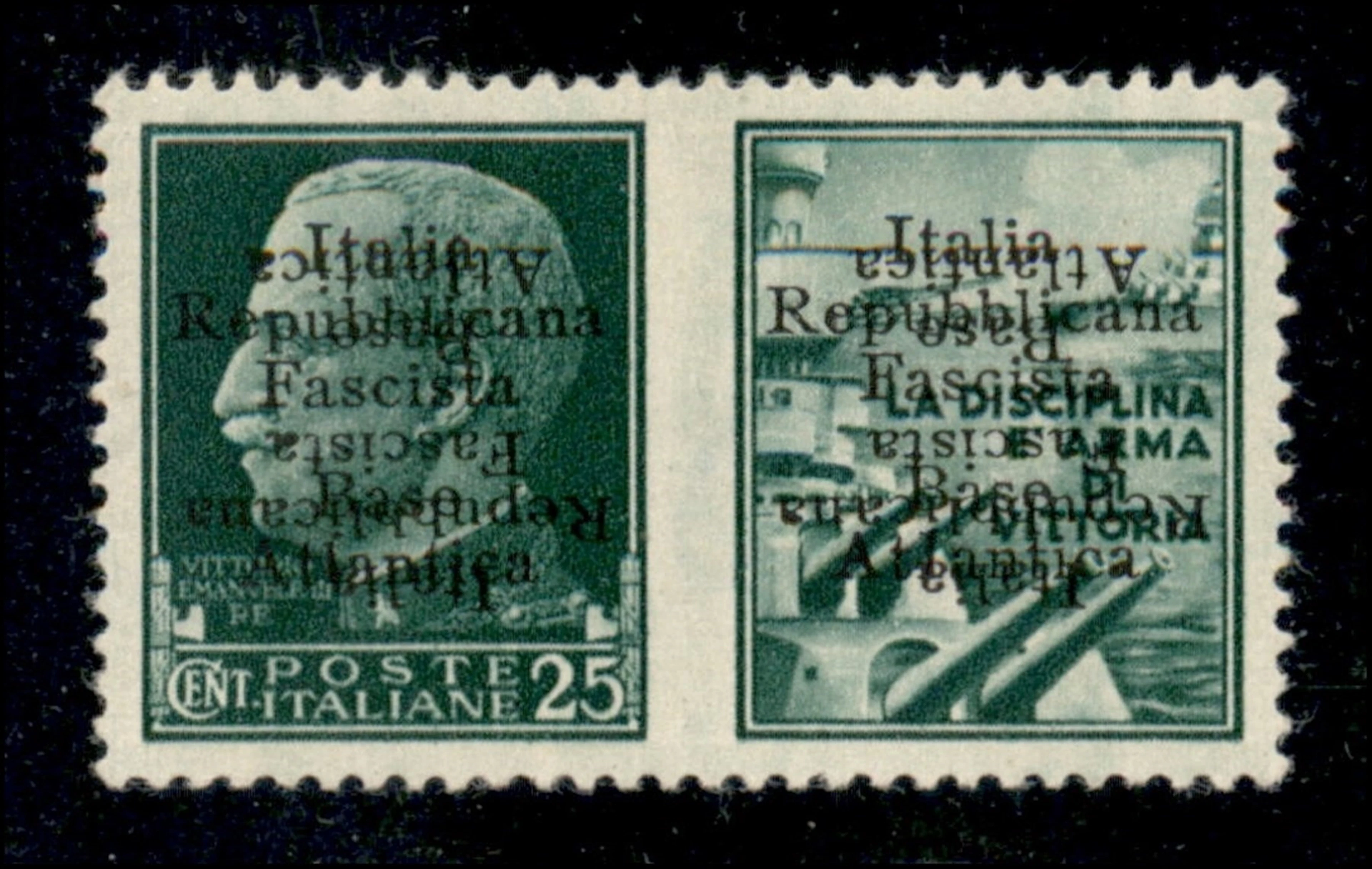 Emissioni locali - Base atlantica - 1943 25 cent Marina (12a) doppia