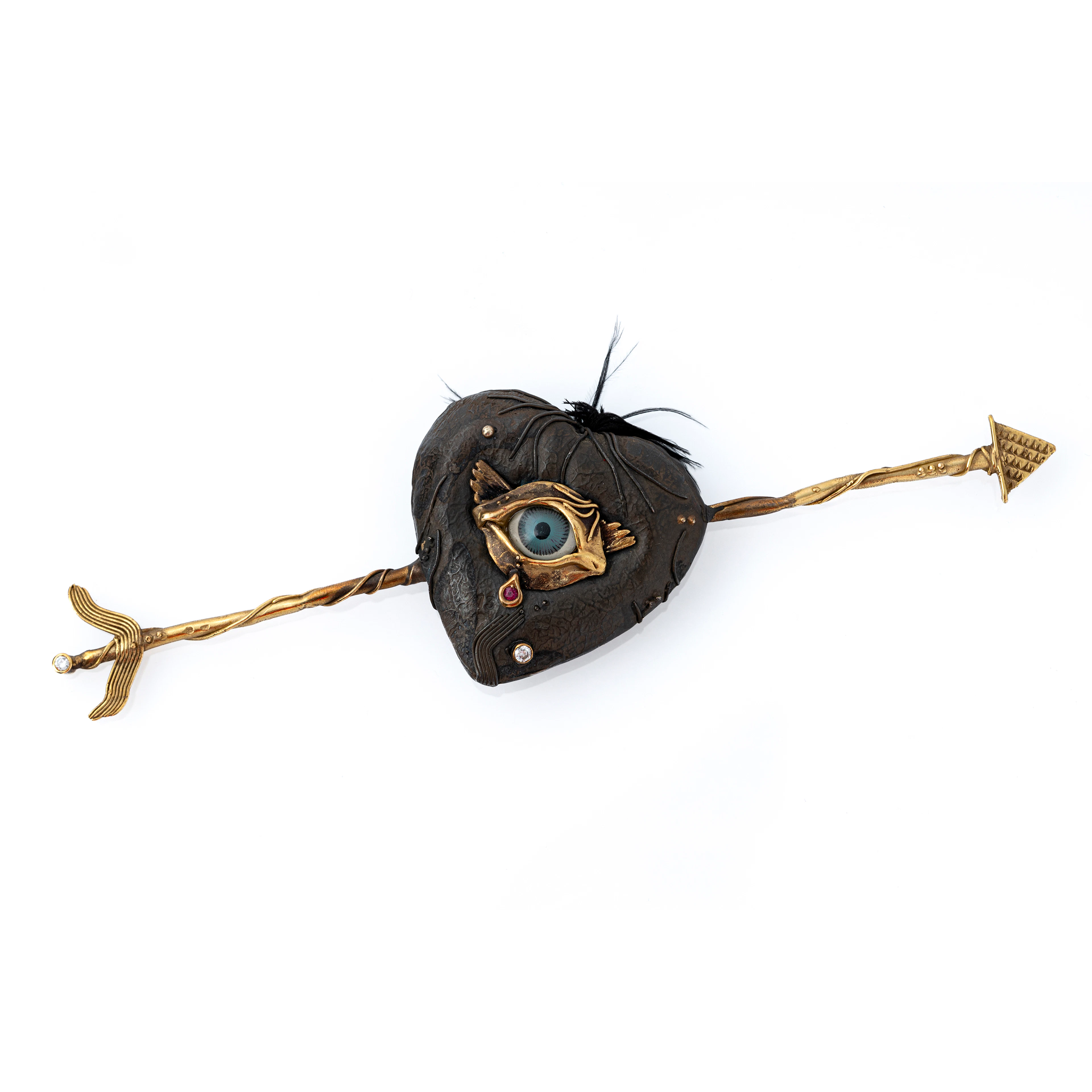 WALTER ZIEGLER, spilla scultura, Germania, 1985. Oro giallo 18kt e