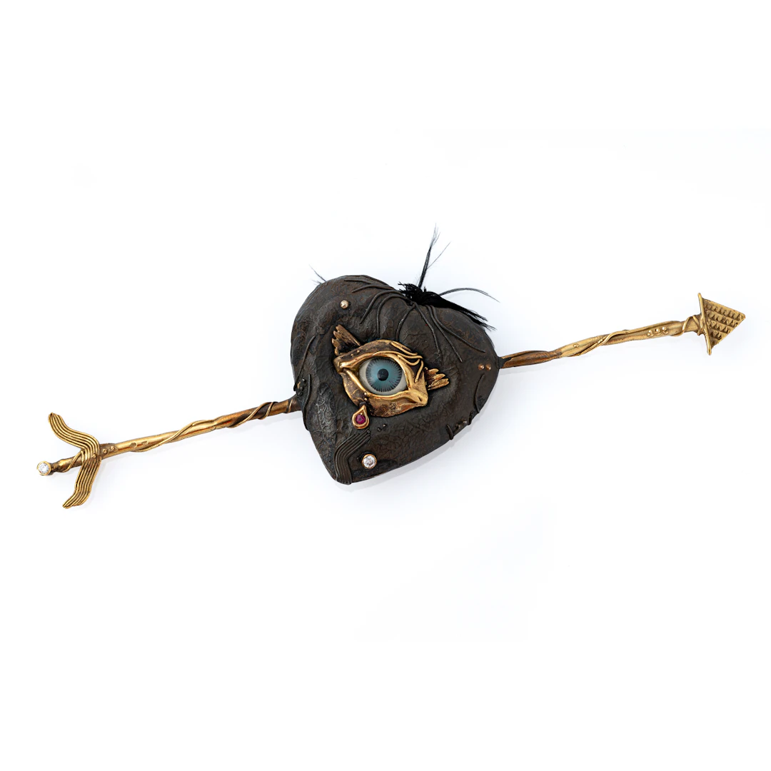 WALTER ZIEGLER, spilla scultura, Germania, 1985. Oro giallo 18kt e