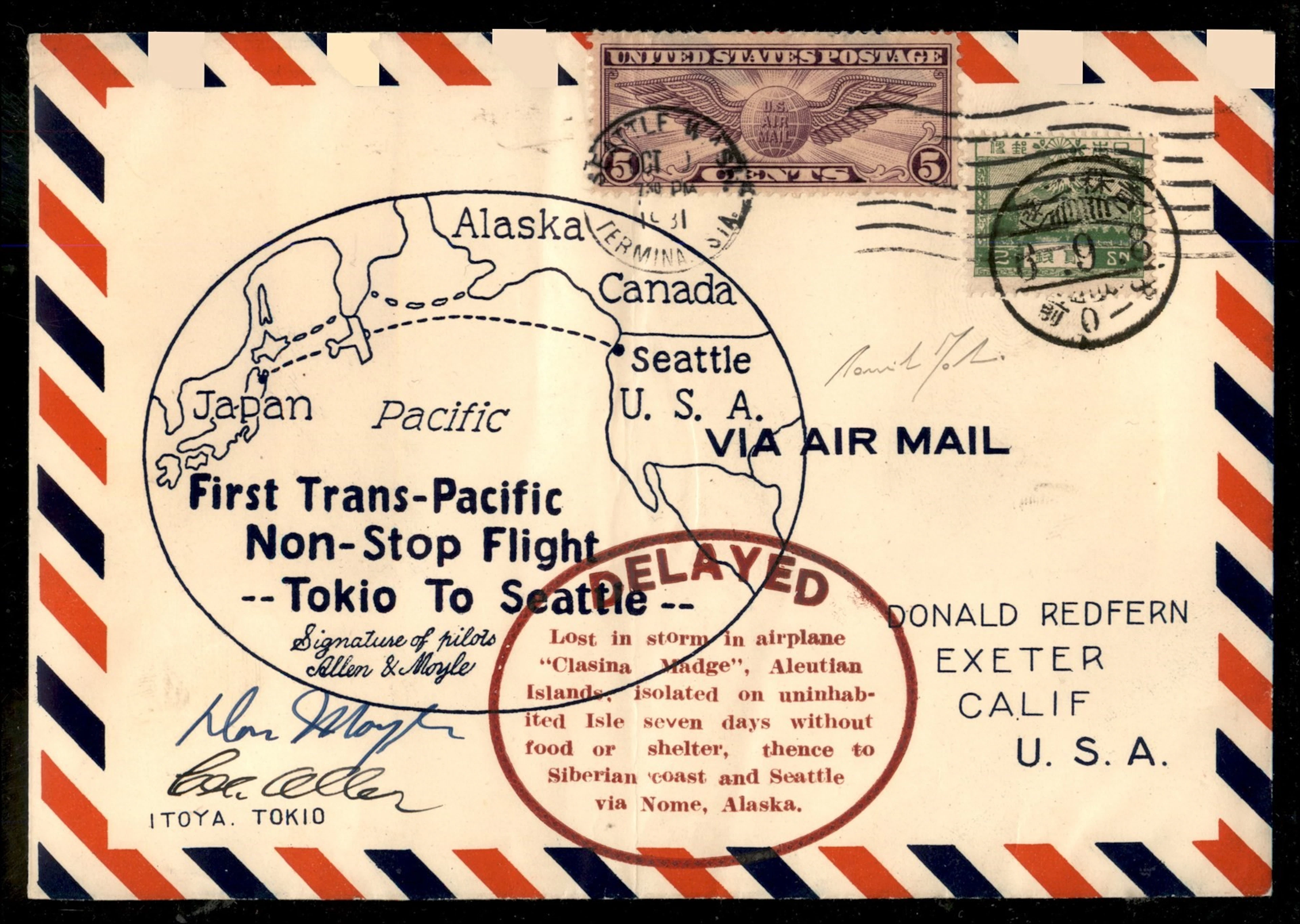 Europa e Oltremare - Stati Uniti D'america - Primo Volo Trans-Pacifico