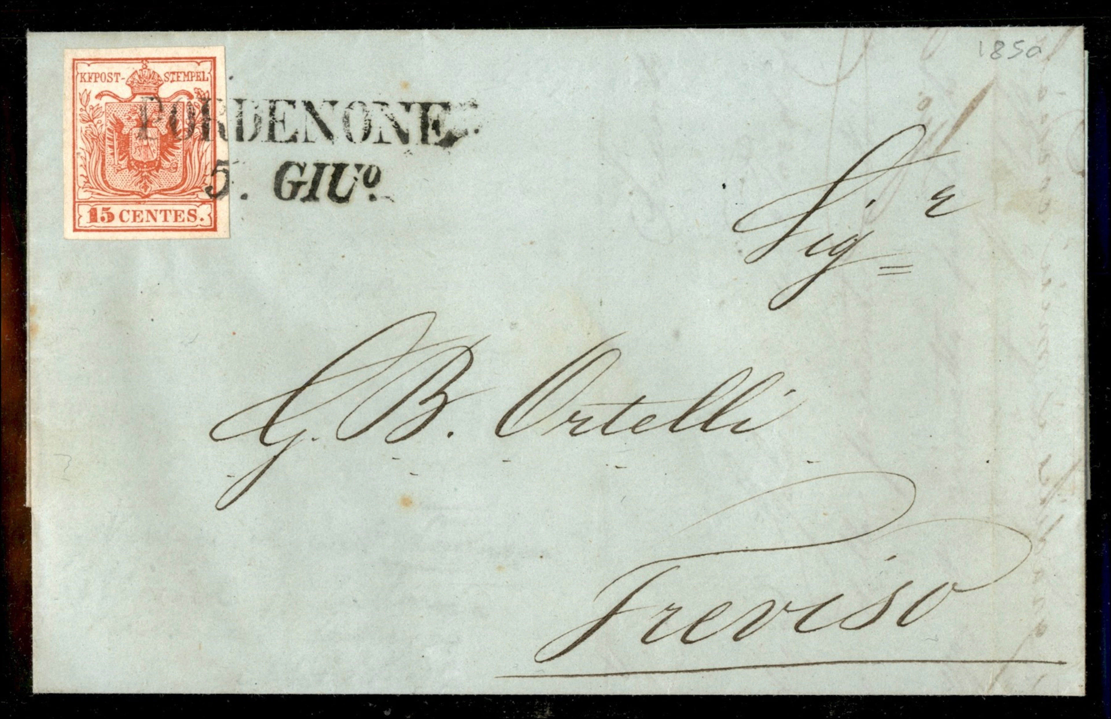 Antichi Stati Italiani - Lombardo Veneto 15 cent rosso (3a) su lettera