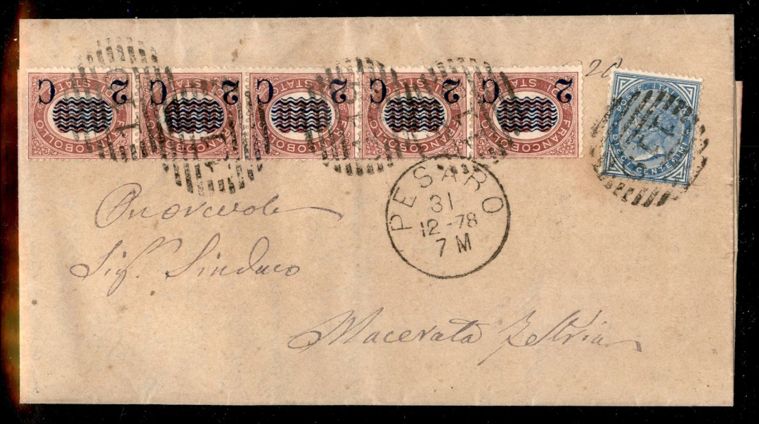 Regno - Vittorio Emanuele II Lettera con 10 cent V. Em, III più striscia