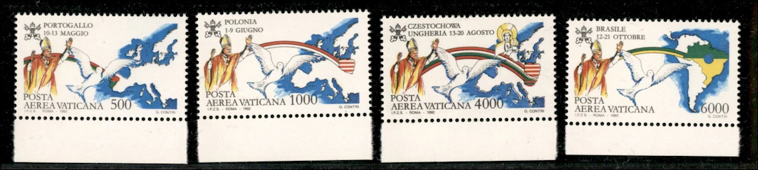 Vaticano - Giovanni Paolo II - 1992 - Serie completa Viaggi nel Mondo