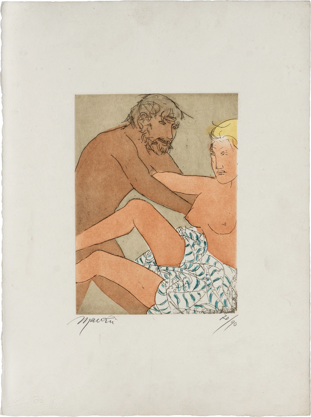 GIACOMO MANZÃ (1908 - 1991) Gli amanti 1979 Acquaforte e acquatinta;