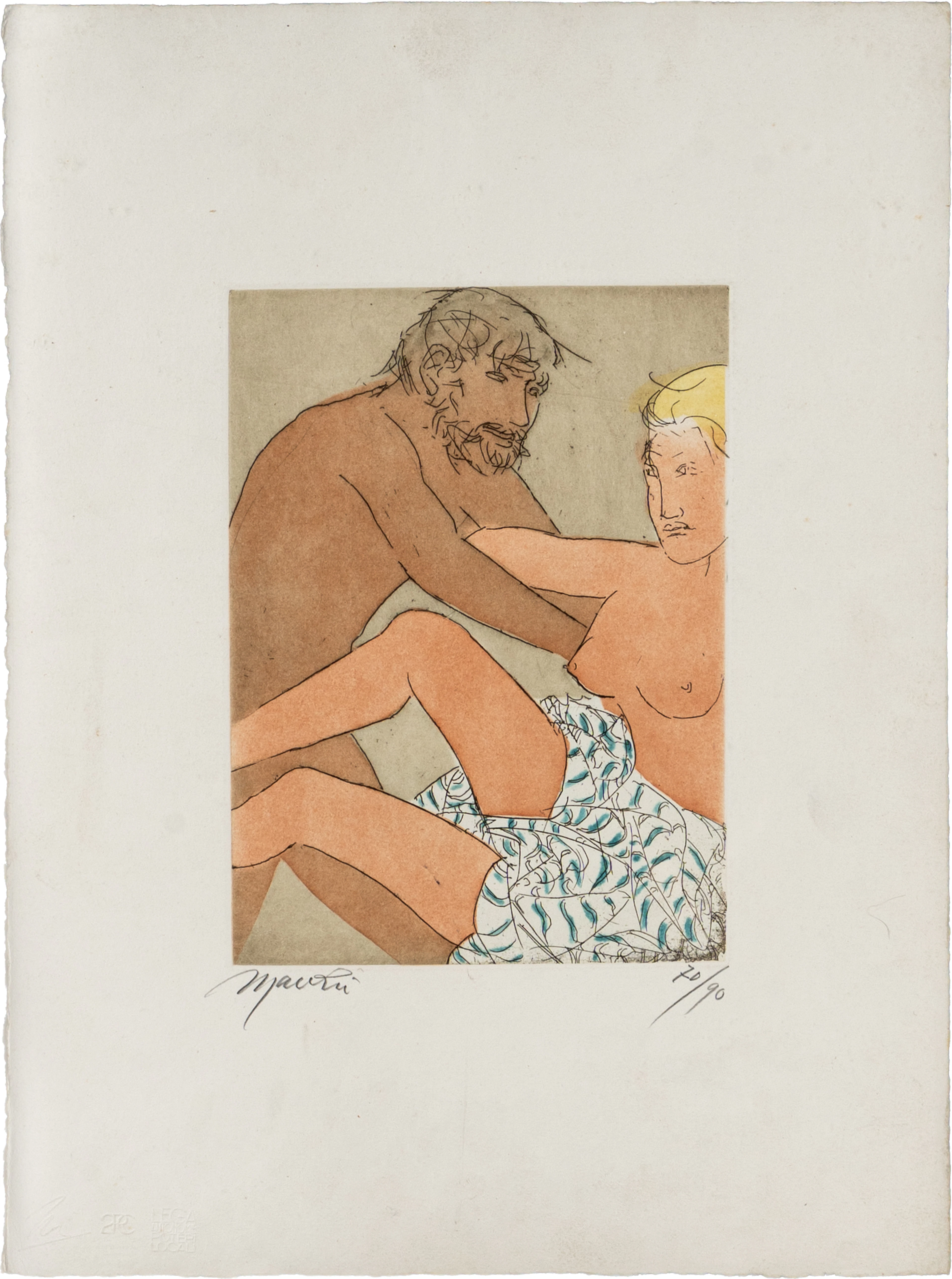 GIACOMO MANZÃ (1908 - 1991) Gli amanti 1979 Acquaforte e acquatinta;