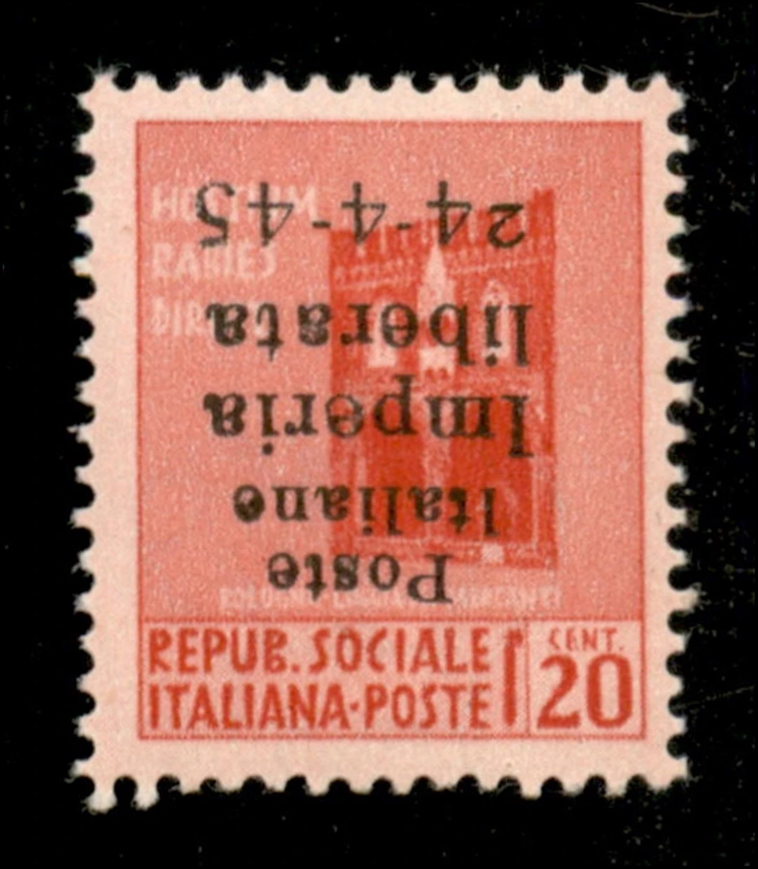 C.L.N. - Imperia - 1945 - Non Emesso 20 cent (22a) con soprastampa