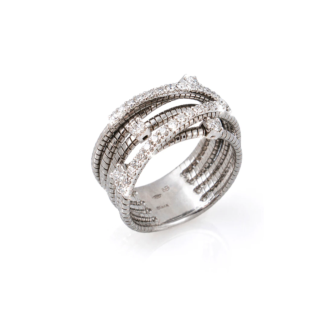 Anello a fascia con Diamanti. Oro brunito 18kt, diamanti di 0.80 ct