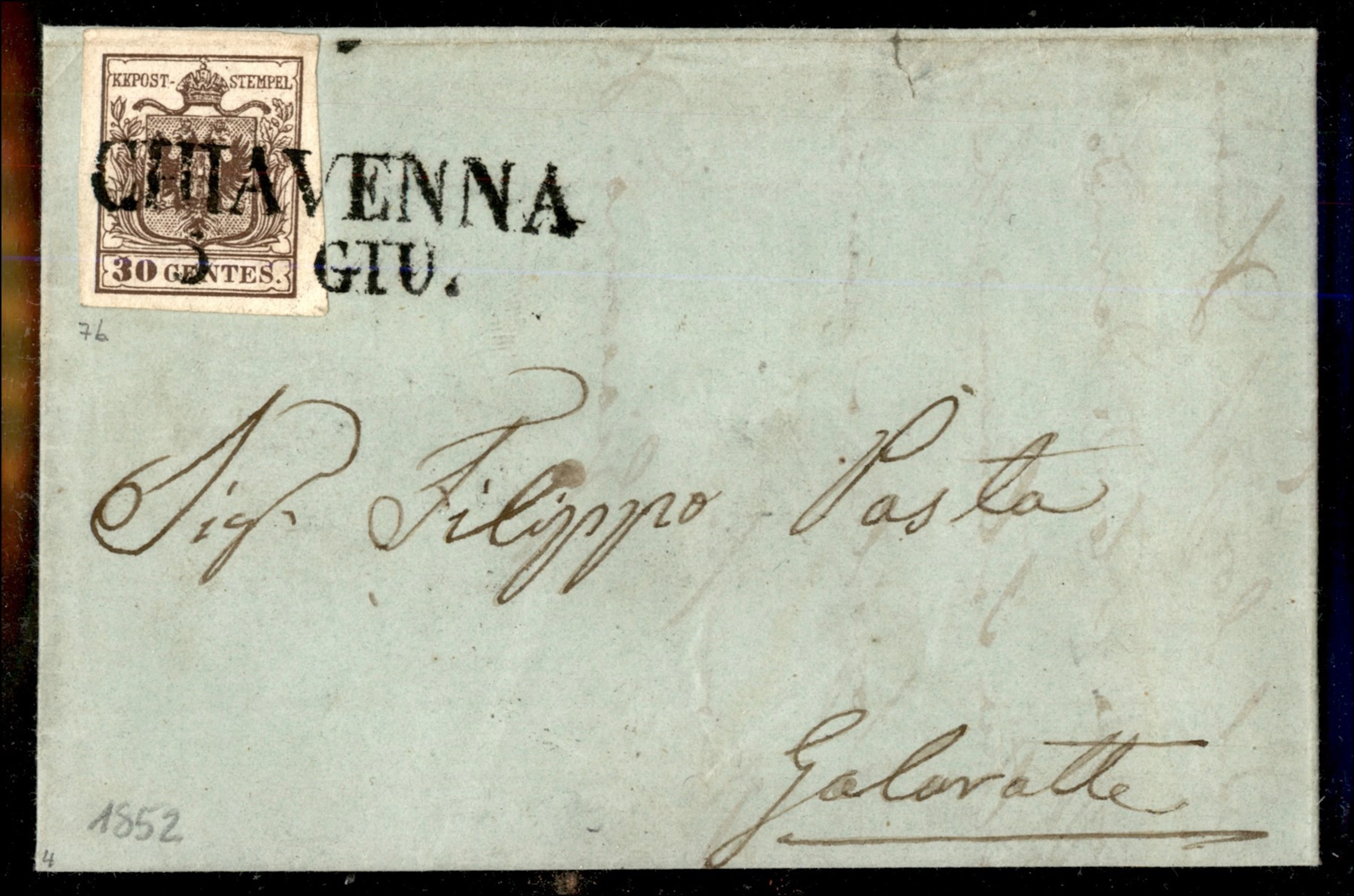Antichi Stati Italiani - Lombardo Veneto 30 cent bruno (7b) su lettera