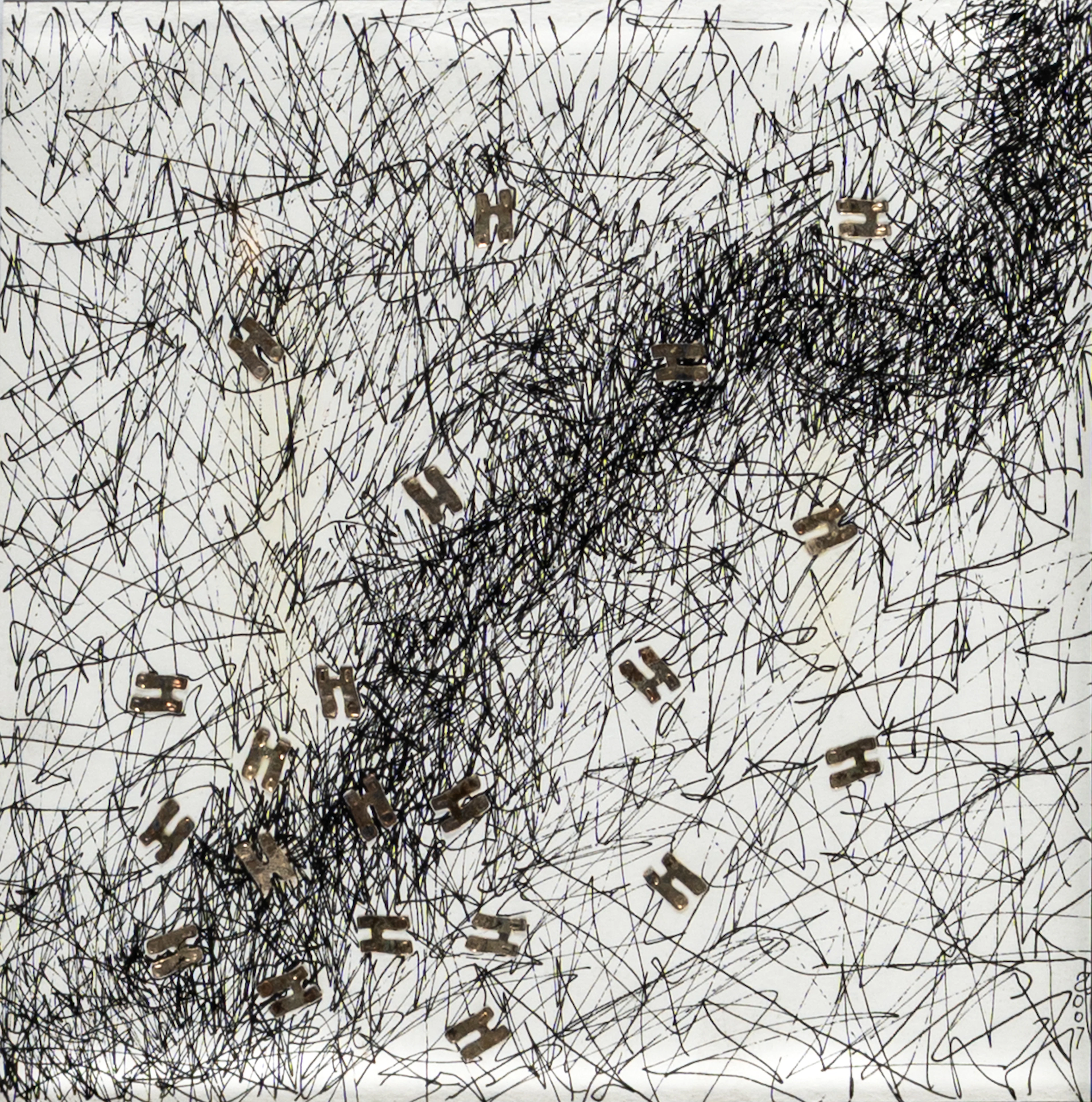 GIORGIO GATTO Senza titolo 2007 Penna e applicazioni su carta 21 x