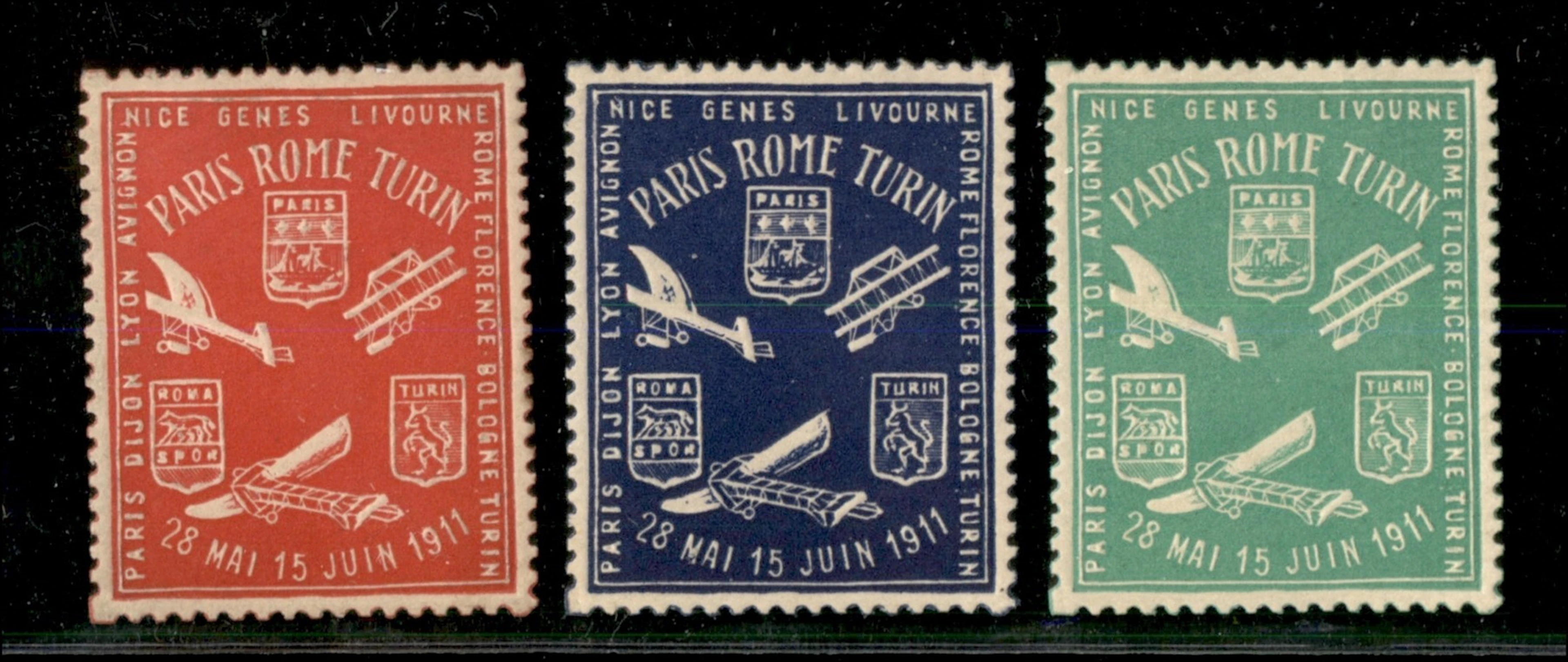 Regno - Posta Aerea - 1911 - Esposizione Mondiale di Torino Vignette