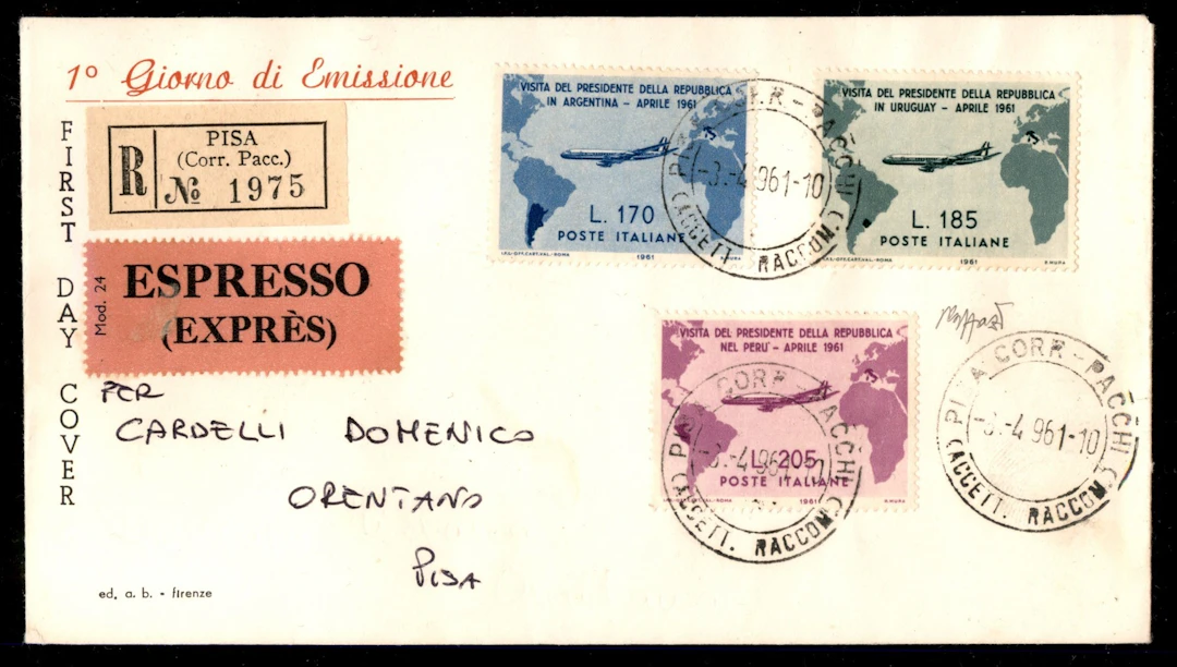Repubblica - Dopo il 1955 Raccomandata espresso con la serie Gronchi