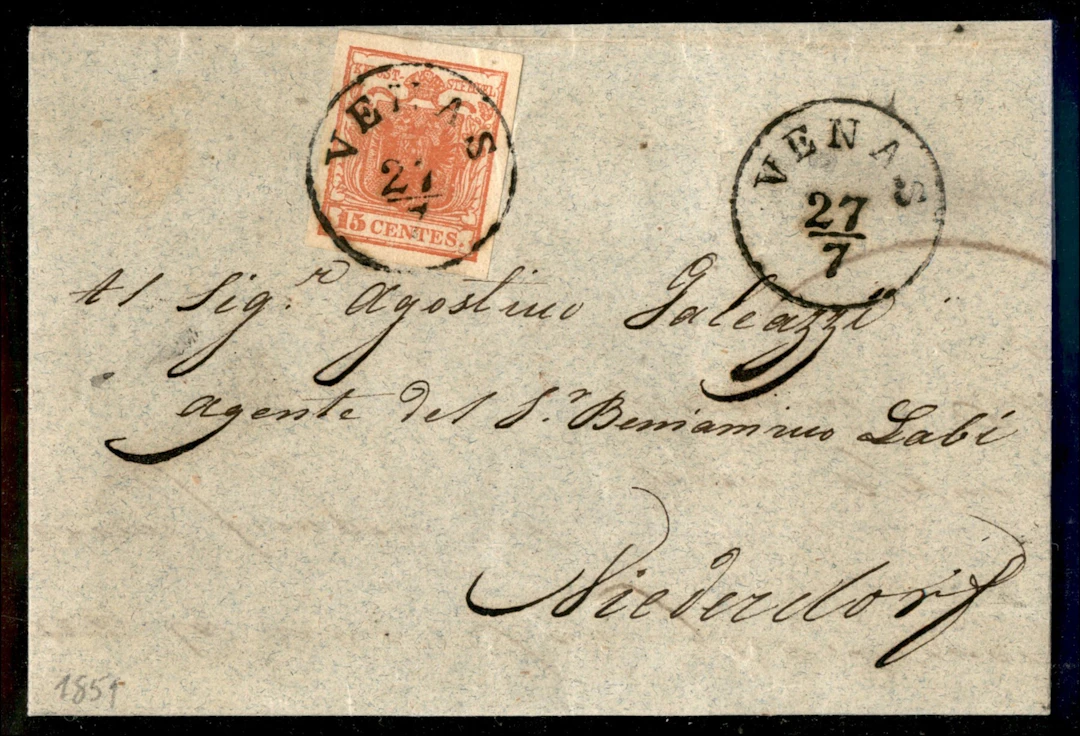 Antichi Stati Italiani - Lombardo Veneto 15 cent rosso (3) su lettera