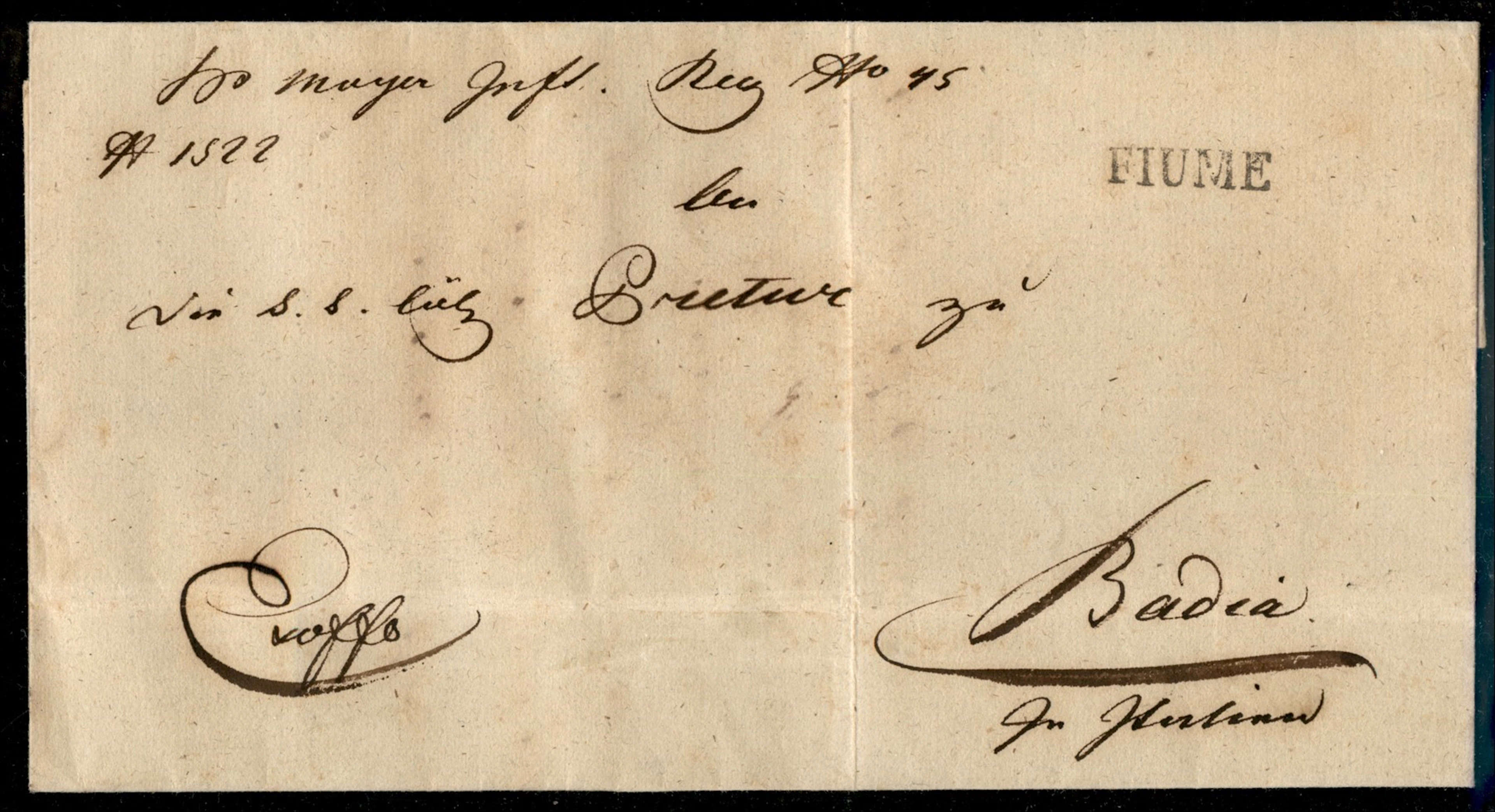 Prefilateliche - Italia - Periodo Austro Ungarico Lettera in franchigia