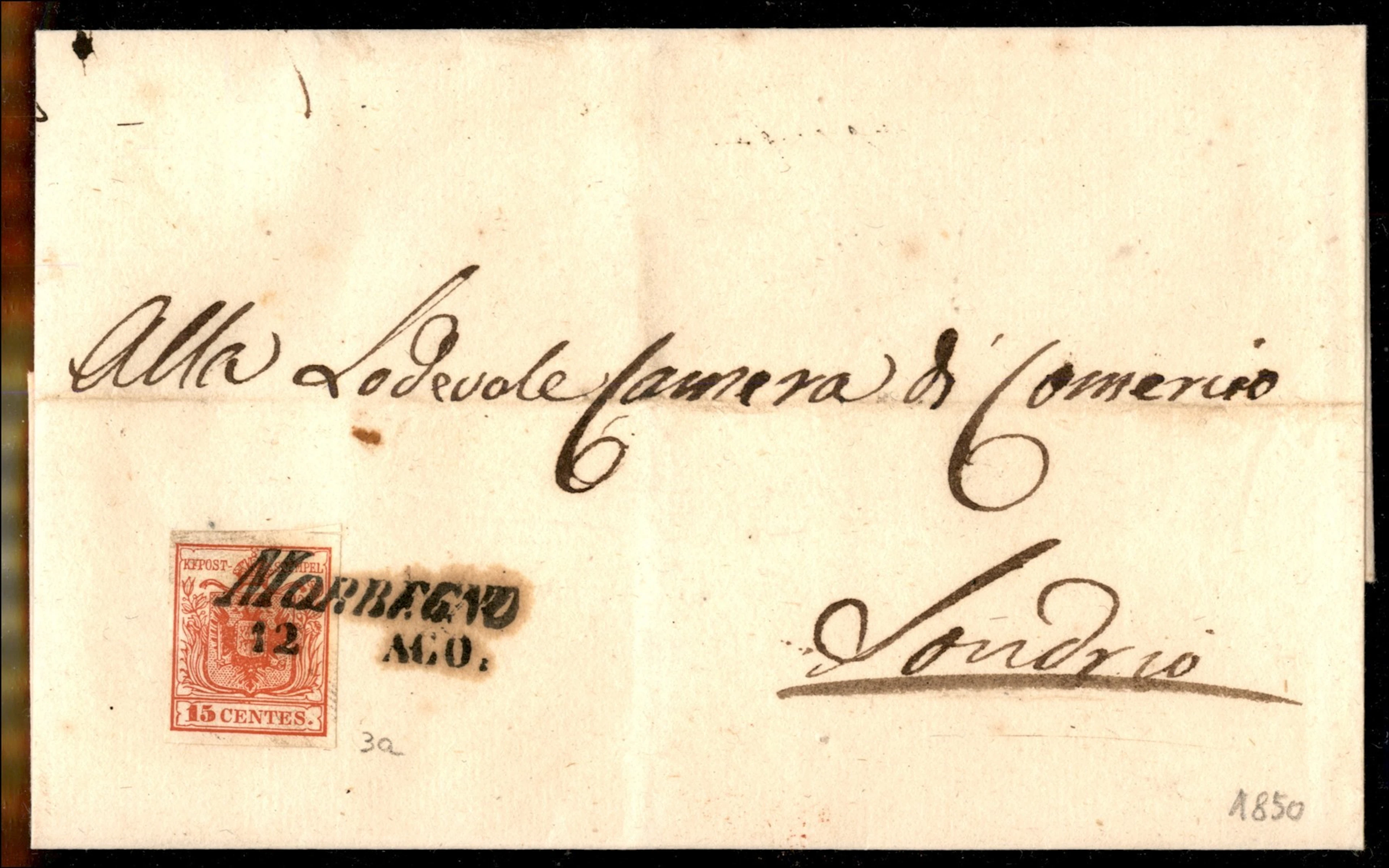 Antichi Stati Italiani - Lombardo Veneto 15 cent rosso (3a) su busta