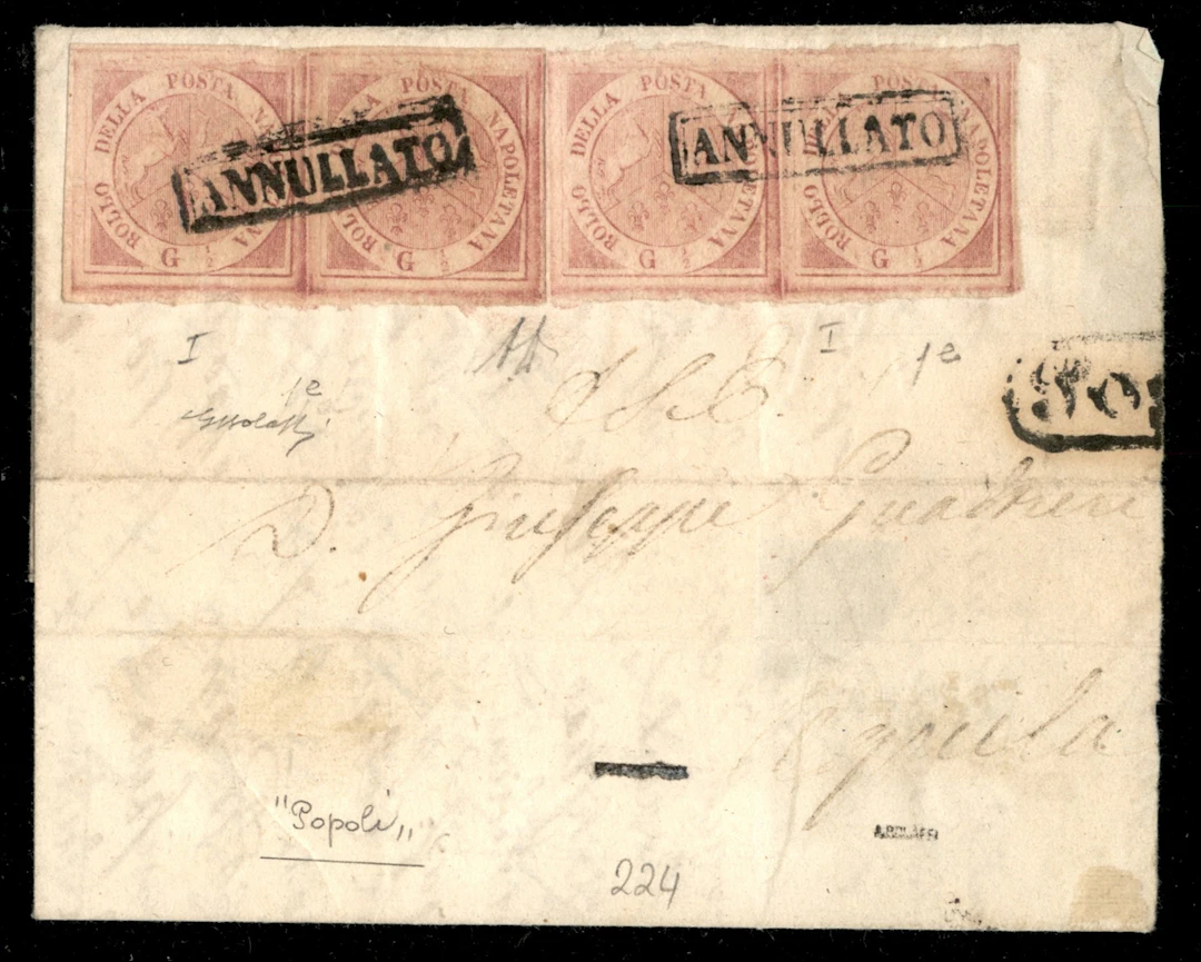 Antichi Stati Italiani - Napoli Grande frammento di lettera con due