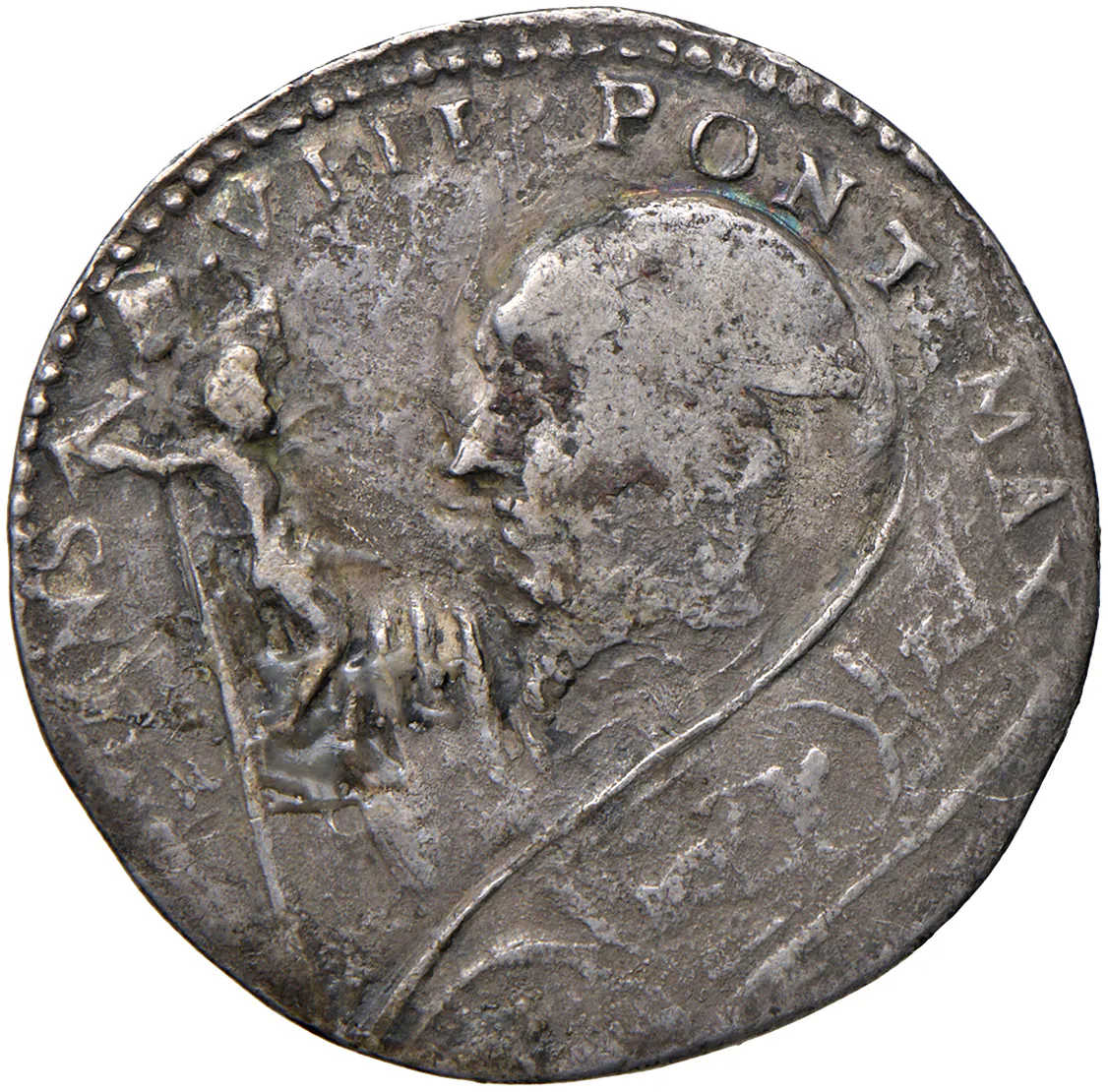 MONETE ITALIANE - Ferrara â Clemente VIII (1592-1605) Testone 1598