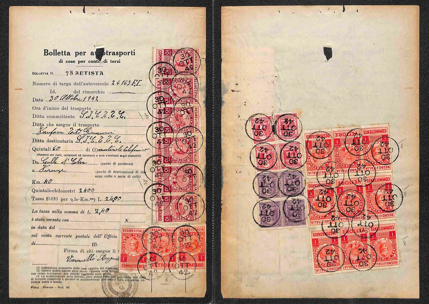Documenti - Italia - 1856/1971 Insieme di 16 documenti fiscali tra