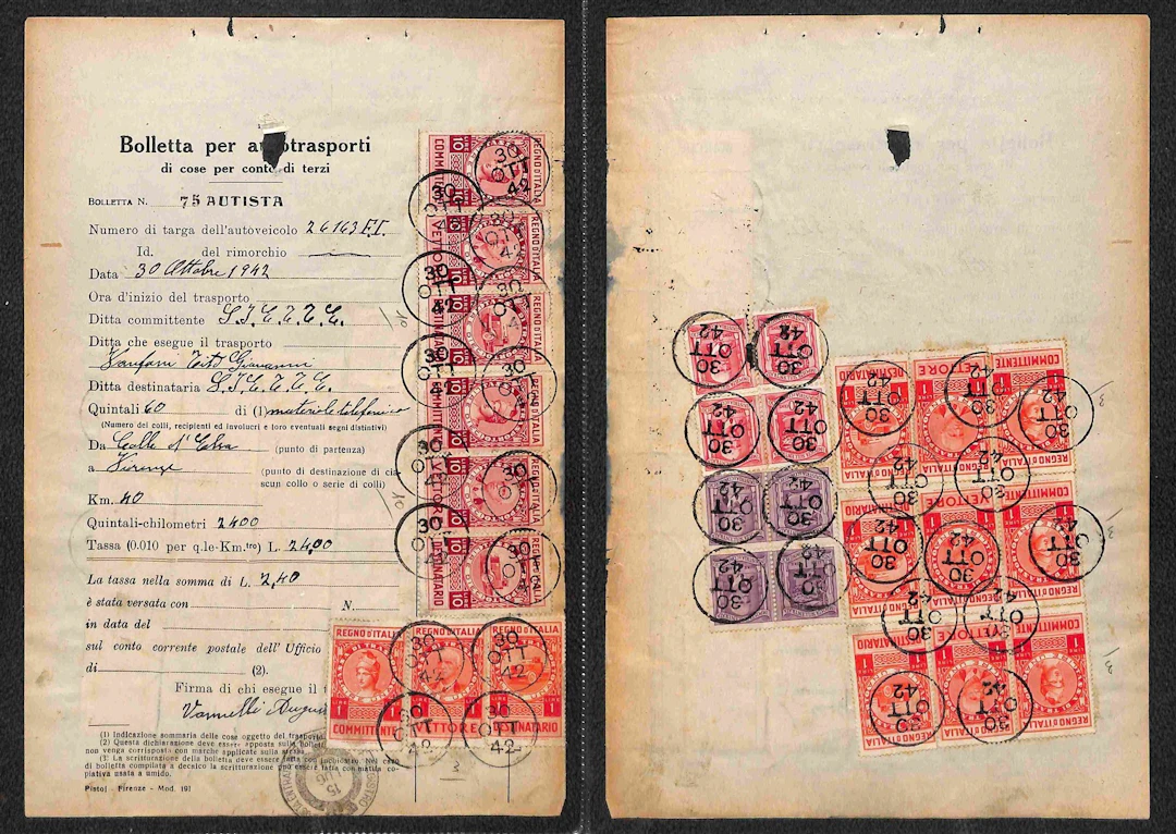 Documenti - Italia - 1856/1971 Insieme di 16 documenti fiscali tra