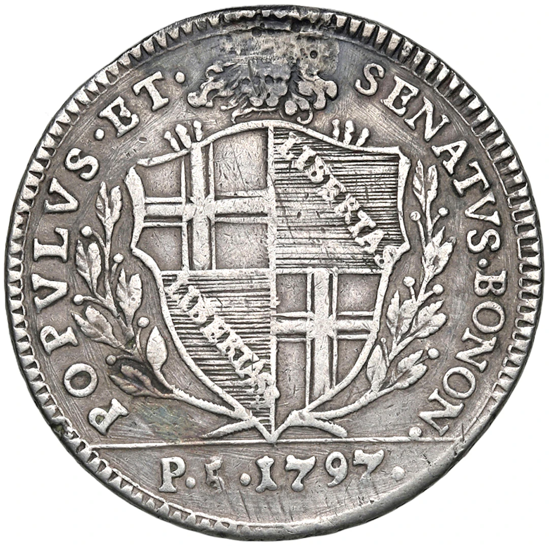 MONETE ITALIANE - Bologna - Governo Popolare (1796-1797) Mezzo scudo