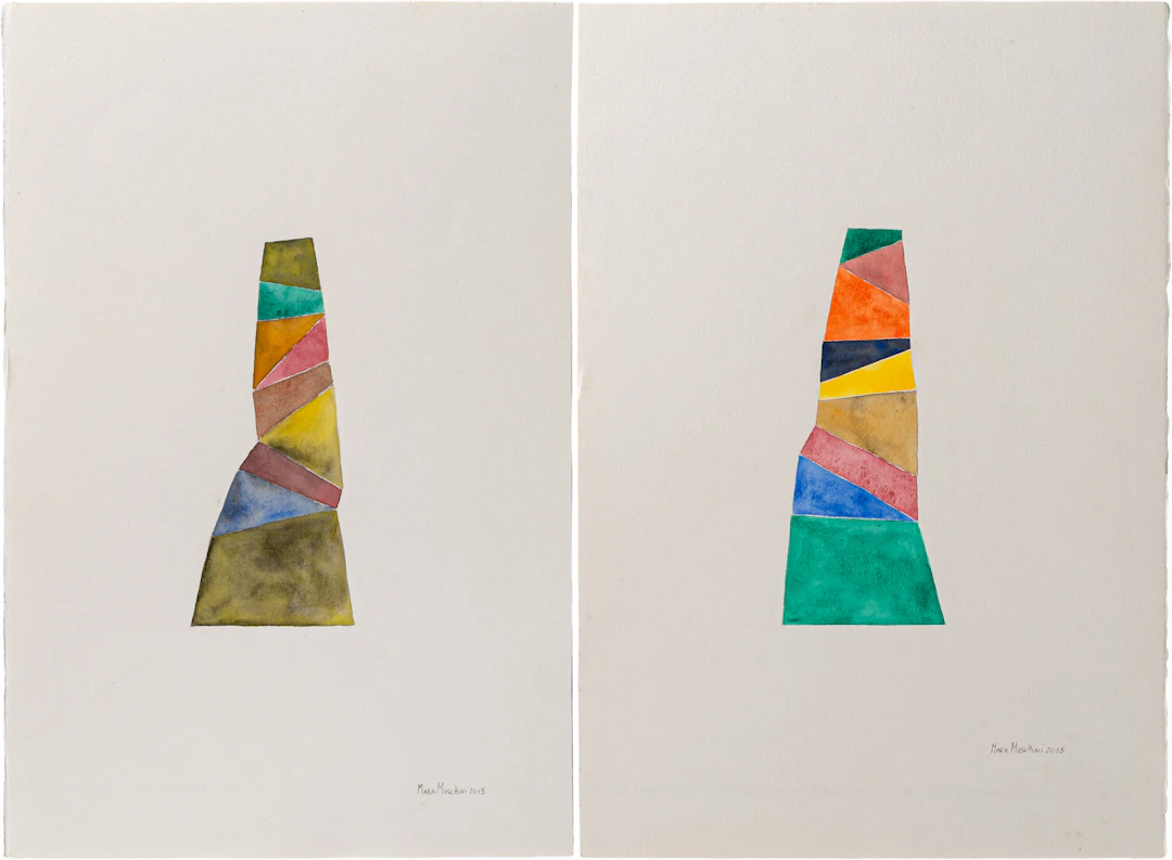 MARA MOSCHINI (1969) Due carte. Senza titolo A. 2015 Tecnica mista