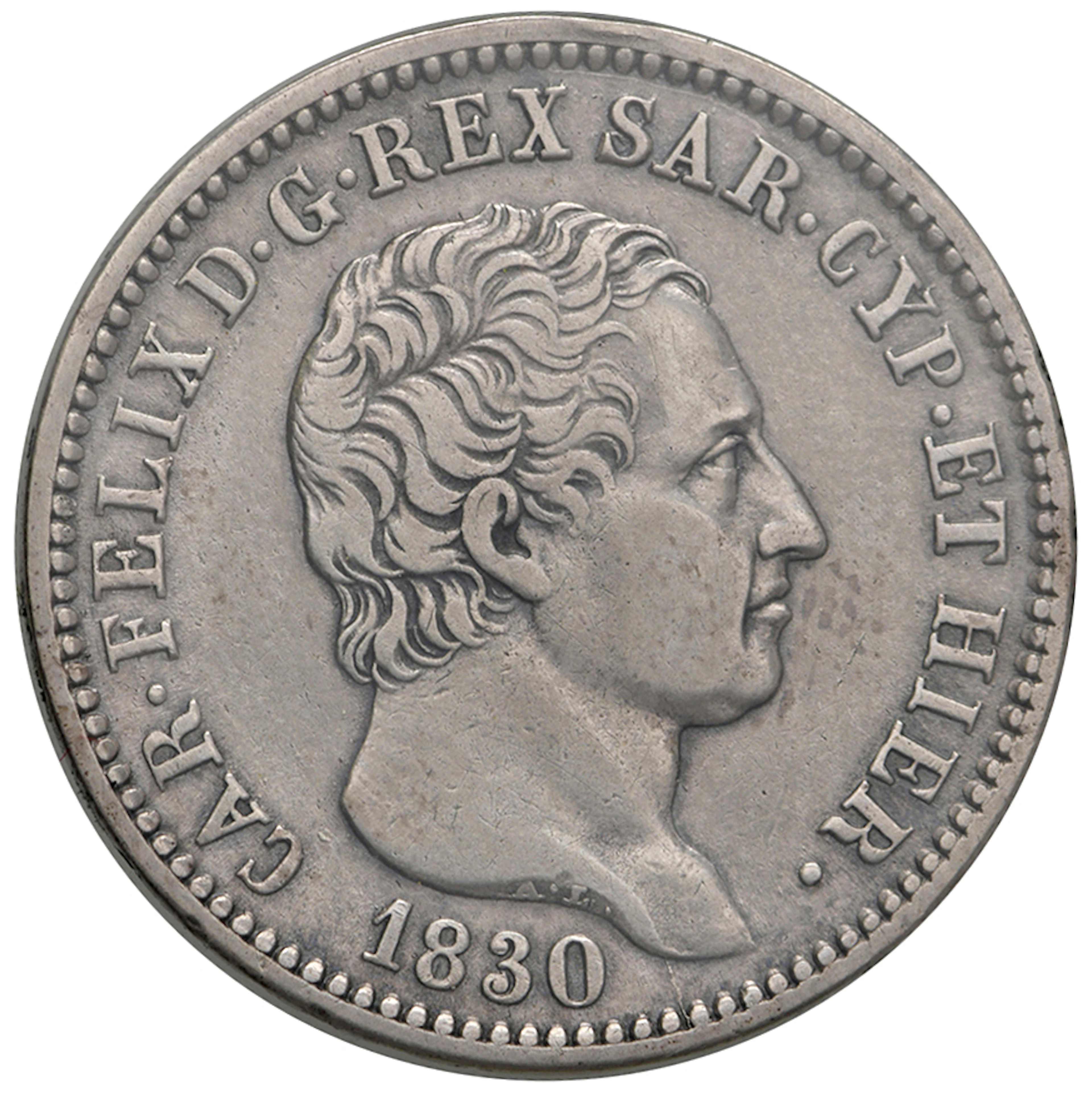 SAVOIA - Regno di Sardegna - Carlo Felice (1821-1831) Lira 1830 T