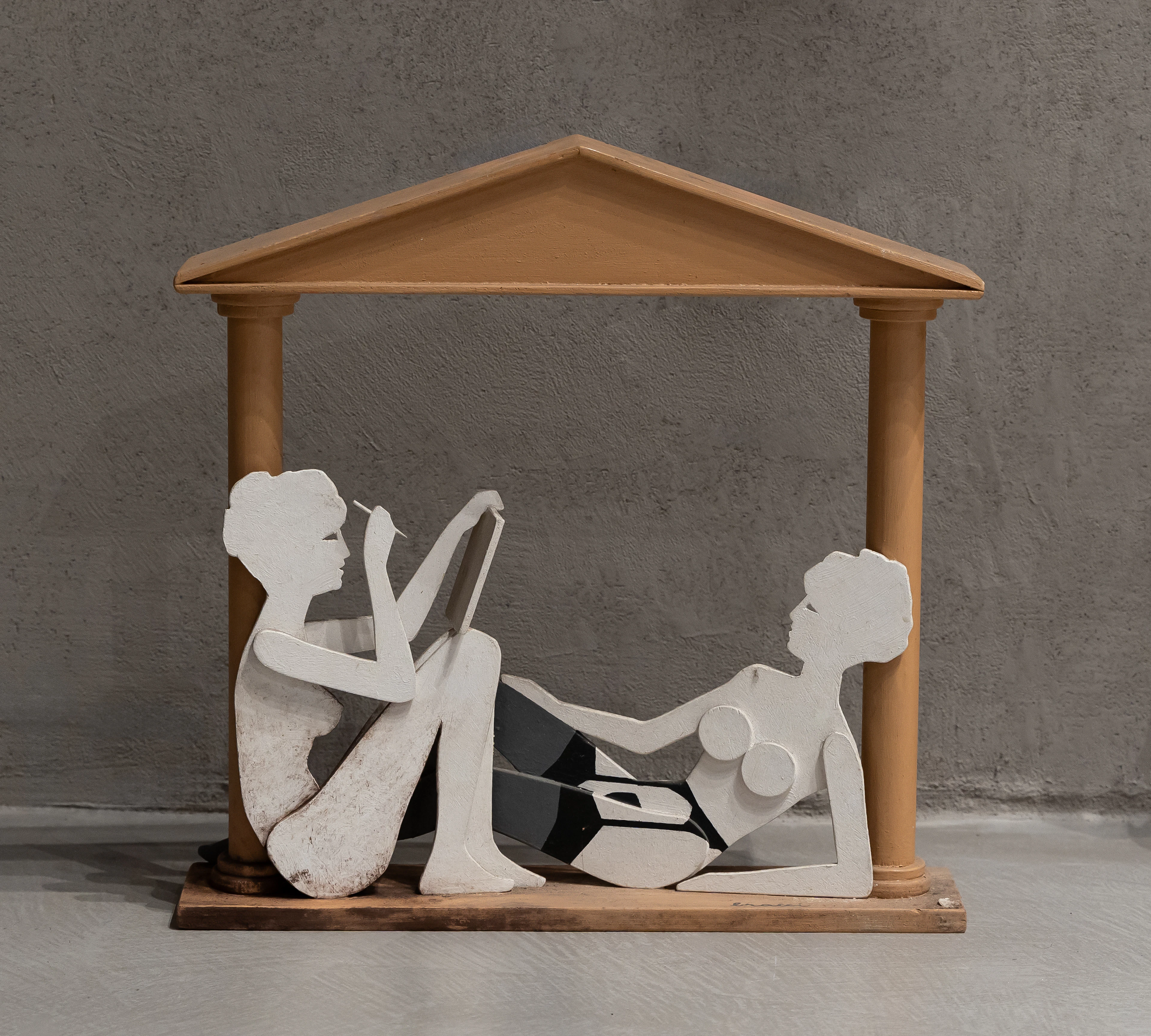 CARLO BRACCI (1935 - 2003) Calliope ed Erato 1997 Scultura in legno