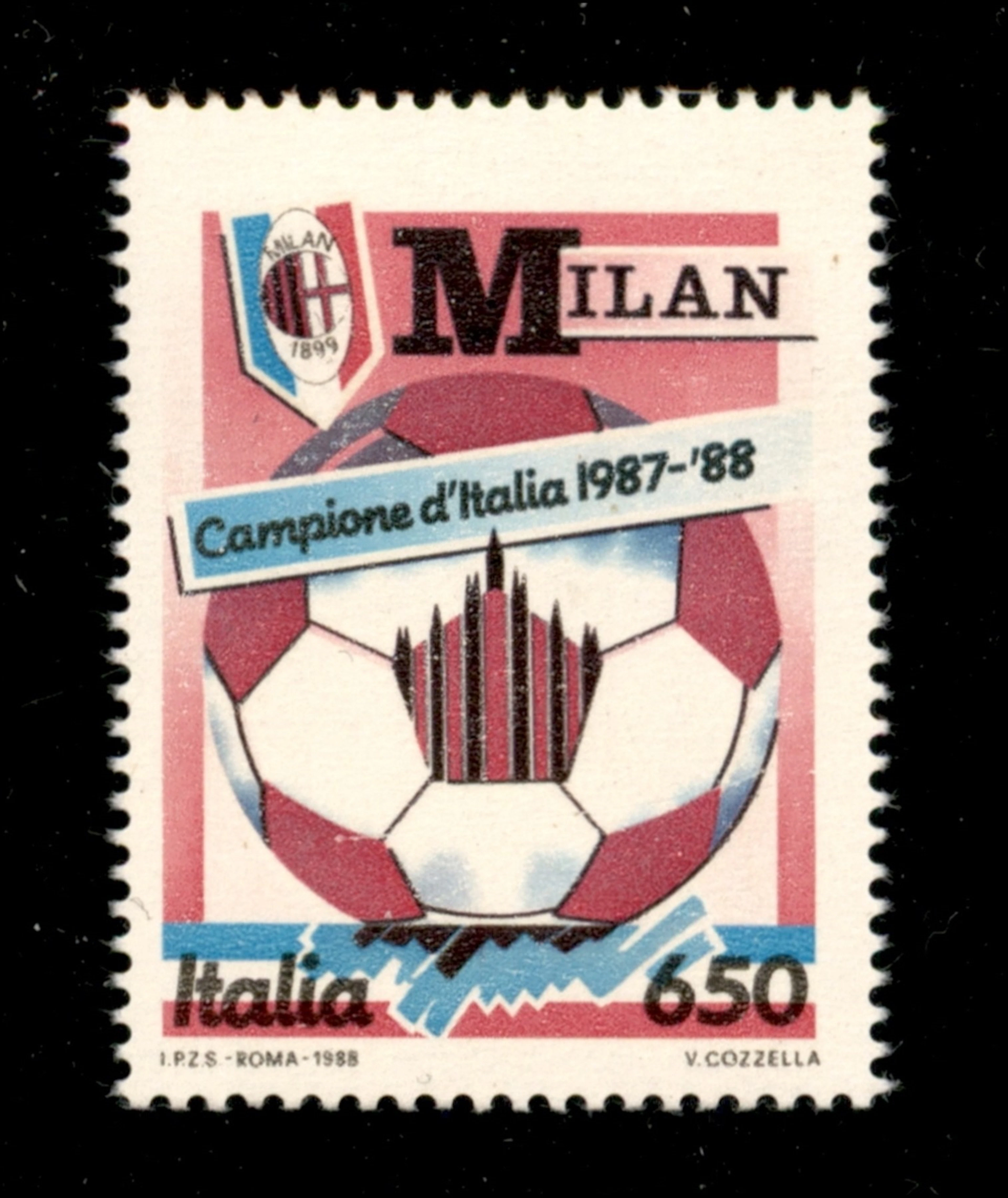 Repubblica - Dopo il 1955 - 1988 650 lire Milan senza la stampa del