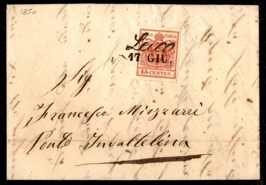 Antichi Stati Italiani - Lombardo Veneto 15 cent (3a) su lettera da