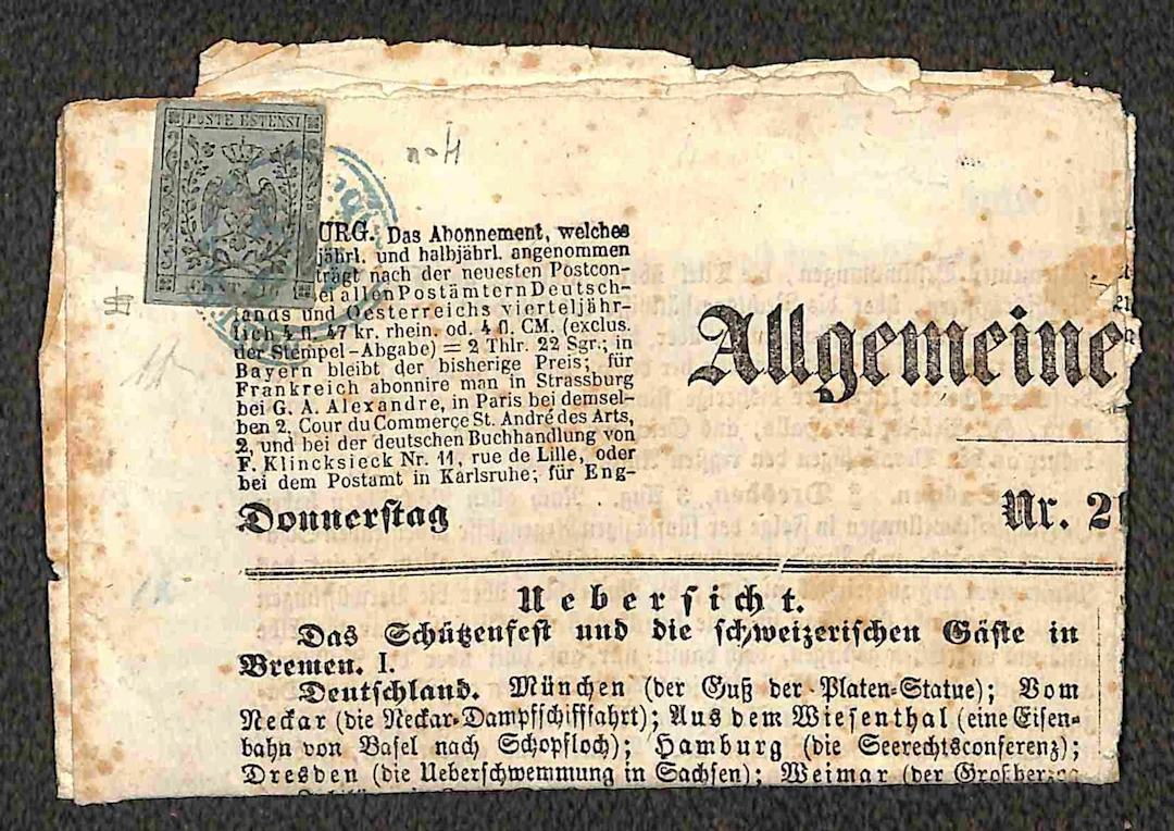 Antichi Stati Italiani - Modena 10 cent per giornale (4) su pubblicazione