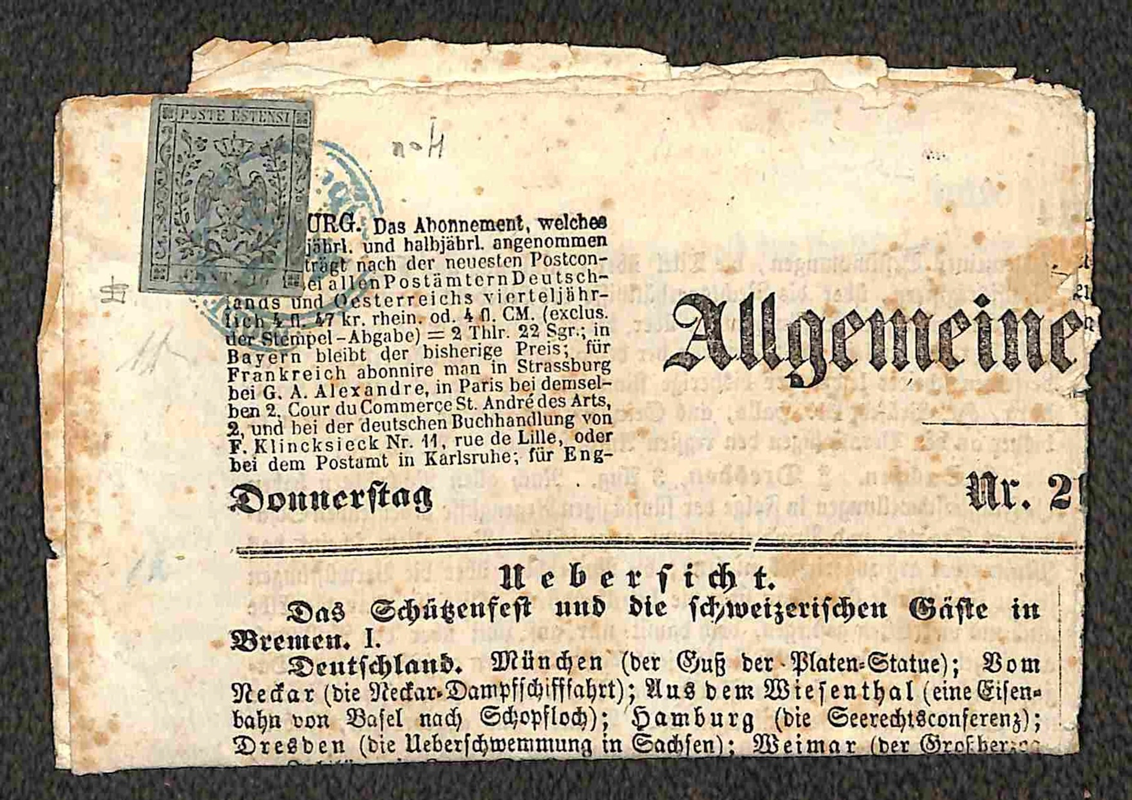 Antichi Stati Italiani - Modena 10 cent per giornale (4) su pubblicazione