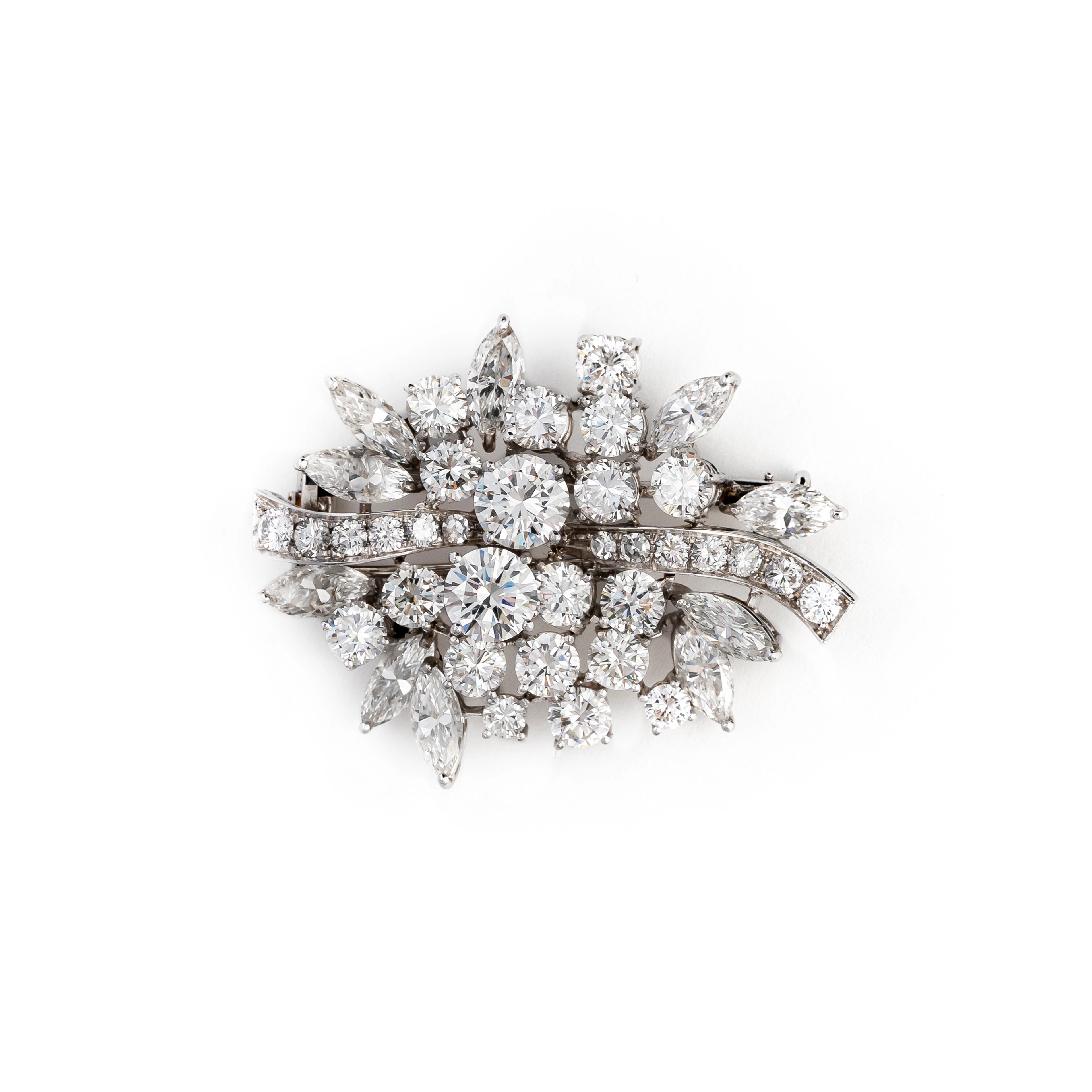 Spilla con Diamanti. Oro bianco 18kt, 29 diamanti taglio brillante