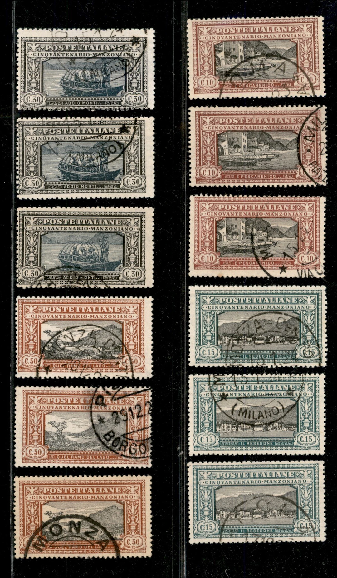 Regno - Vittorio Emanuele III - 1923 Valori ripetuti della serie Manzoni