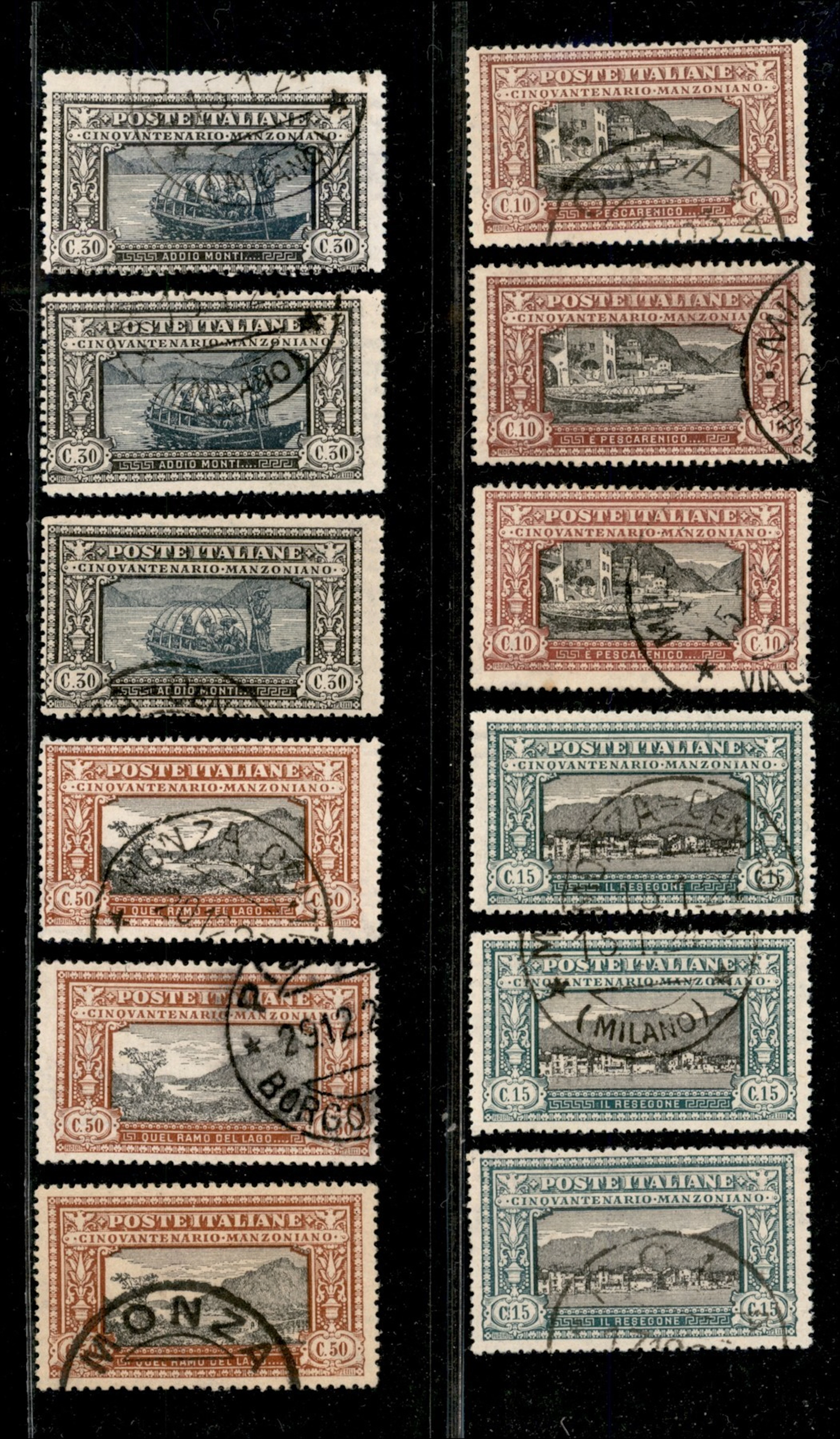 Regno - Vittorio Emanuele III - 1923 Valori ripetuti della serie Manzoni