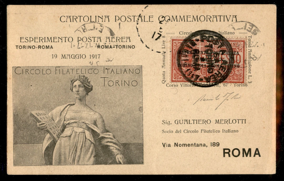 Regno - Posta Aerea - Esperimento di Posta Aerea Volo Torino Roma