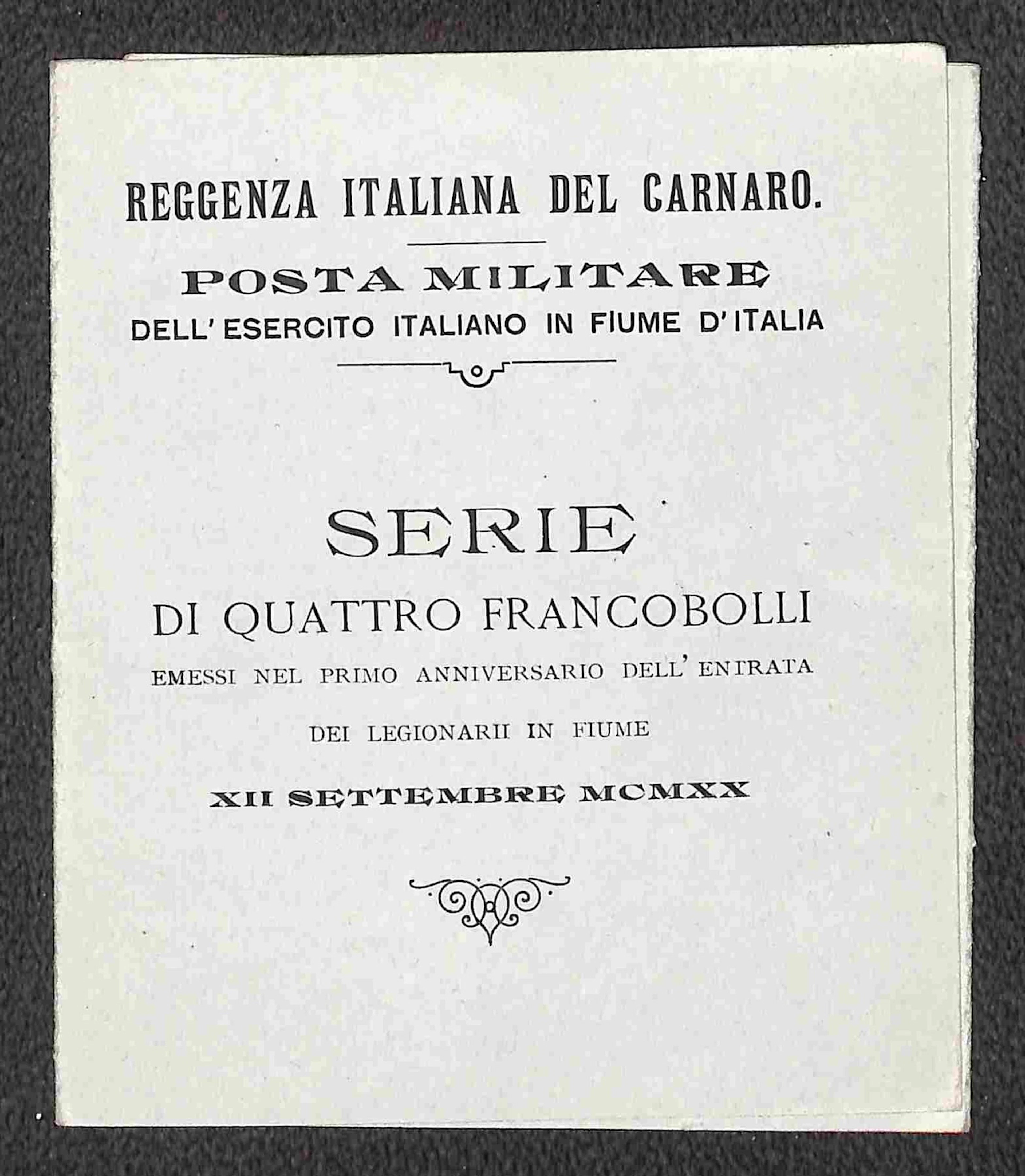 Occupazioni I guerra mondiale - Fiume Libretto commemorativo della