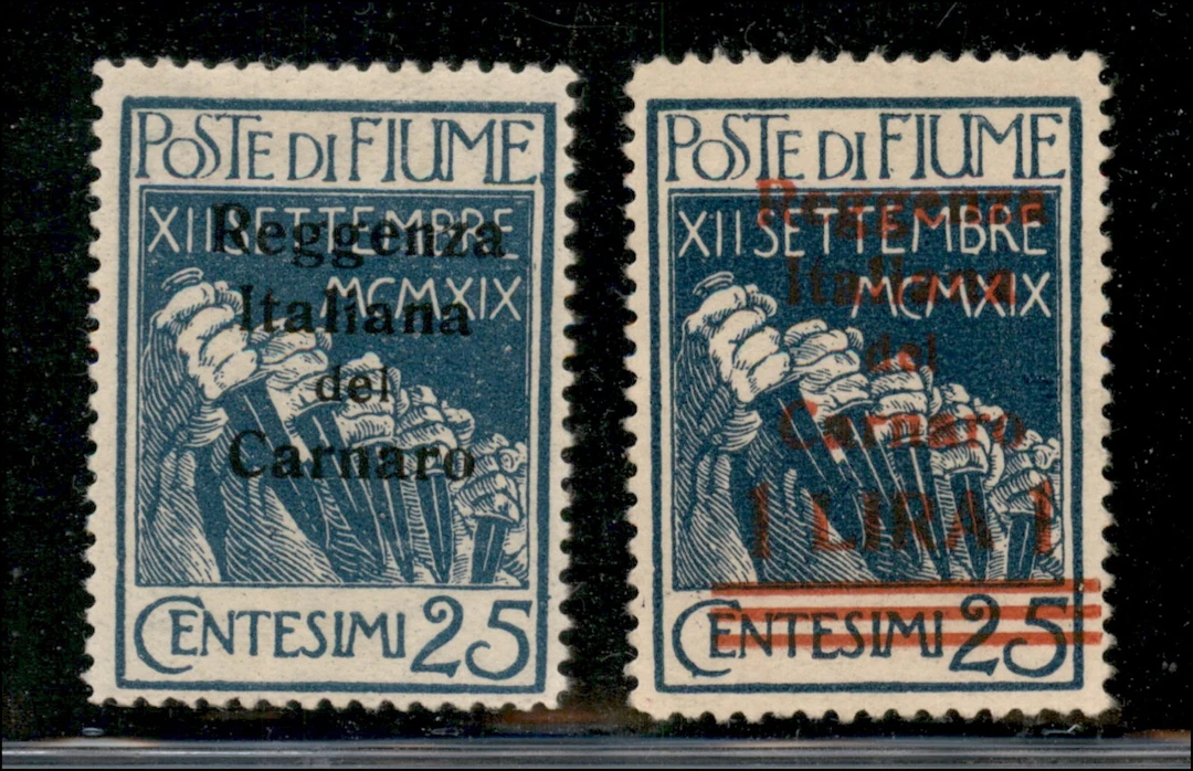 Occupazioni I guerra mondiale - Fiume - 1920 I due valori complementari