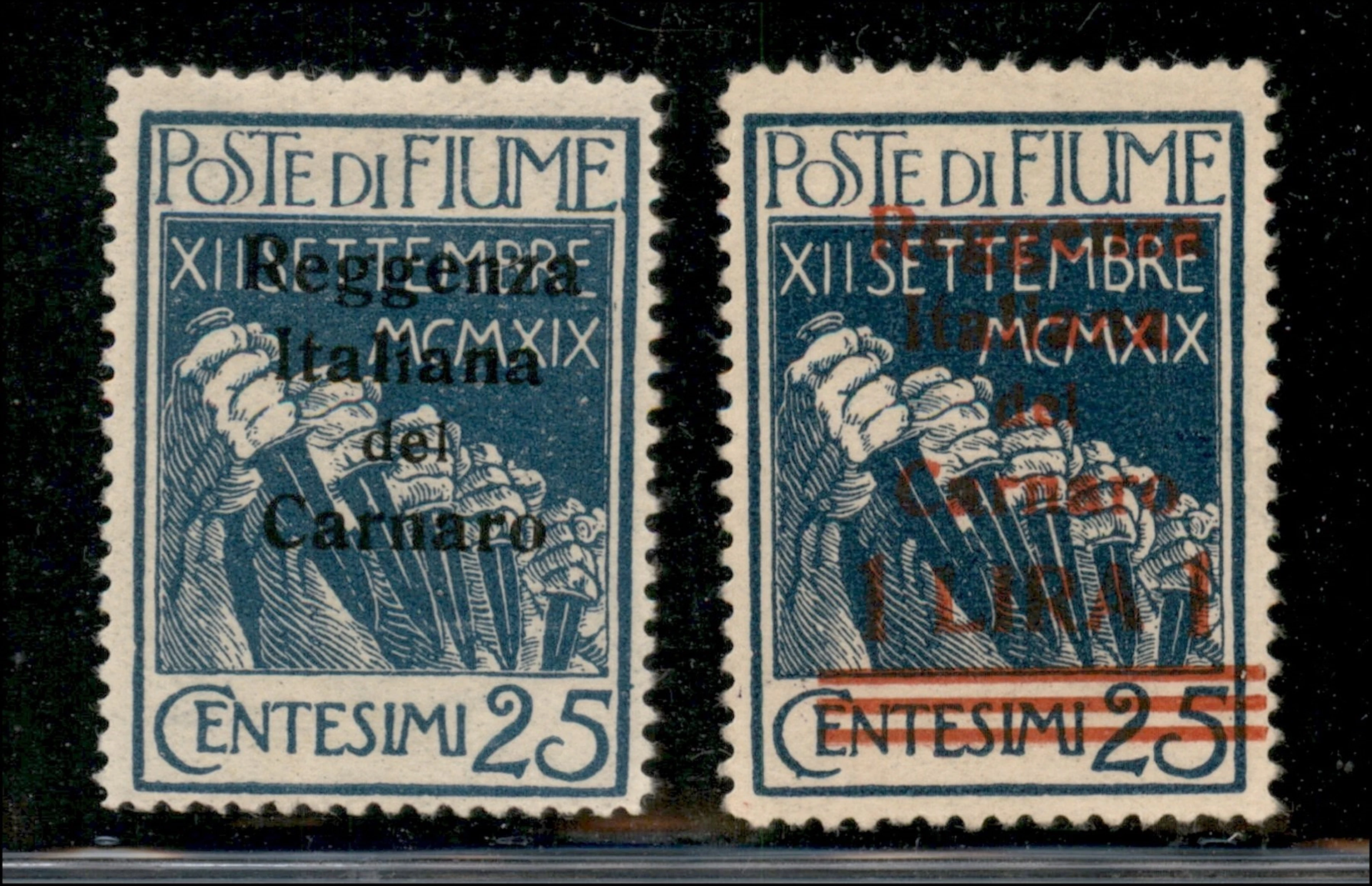 Occupazioni I guerra mondiale - Fiume - 1920 I due valori complementari