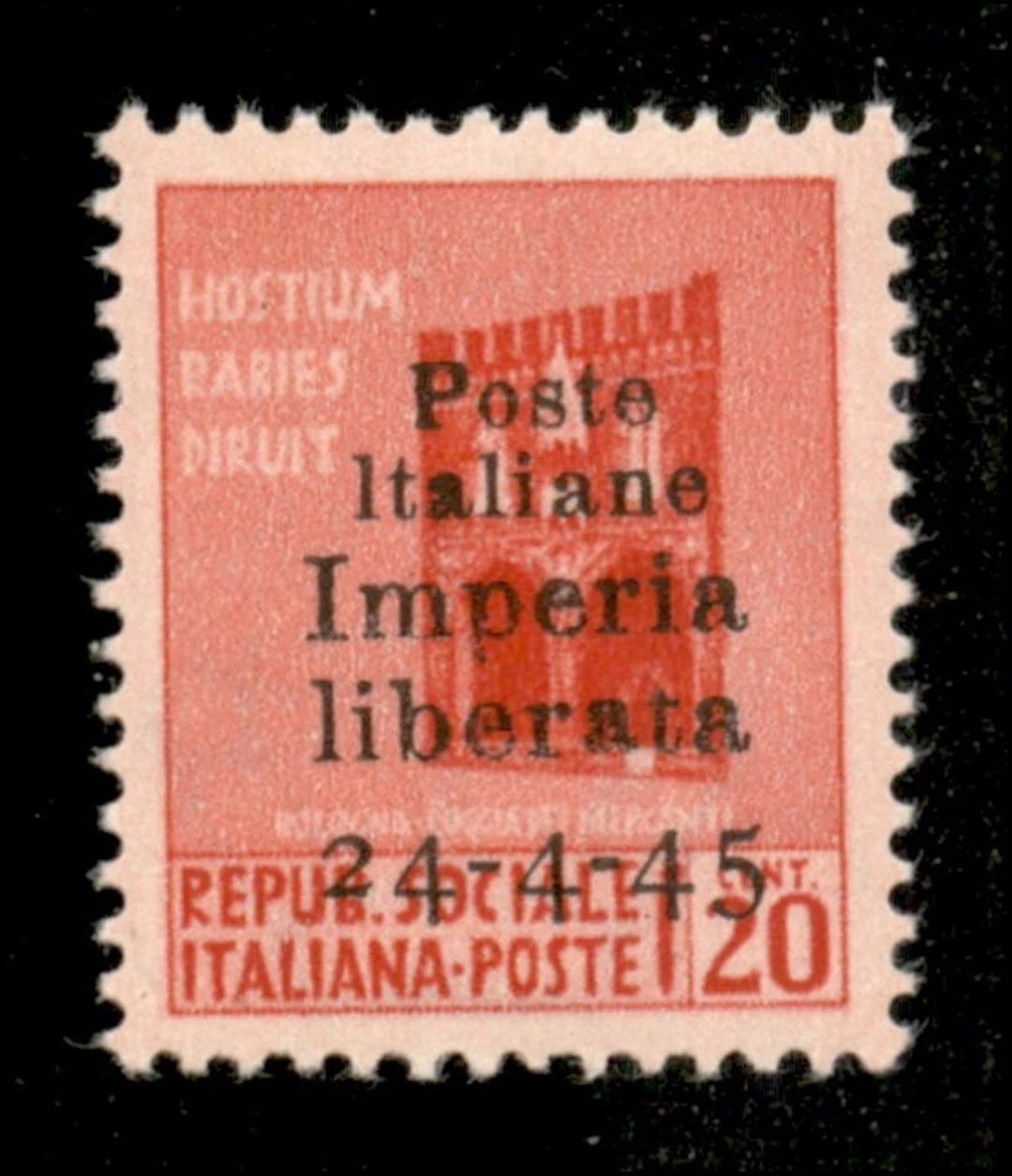 C.L.N. - Imperia - 1945 - Non Emesso 20 cent (22 - varietà ) con soprastampa