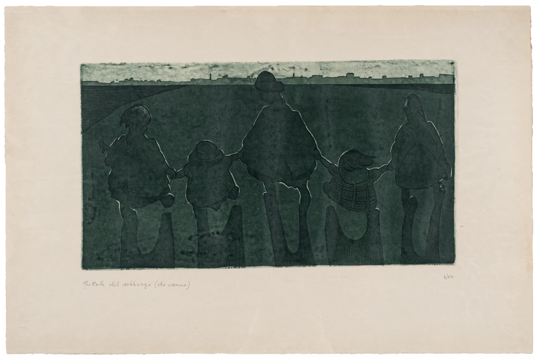 CARLO ERBA (1884 - 1917) Trottole del sobborgo (che vengono) Incisione;