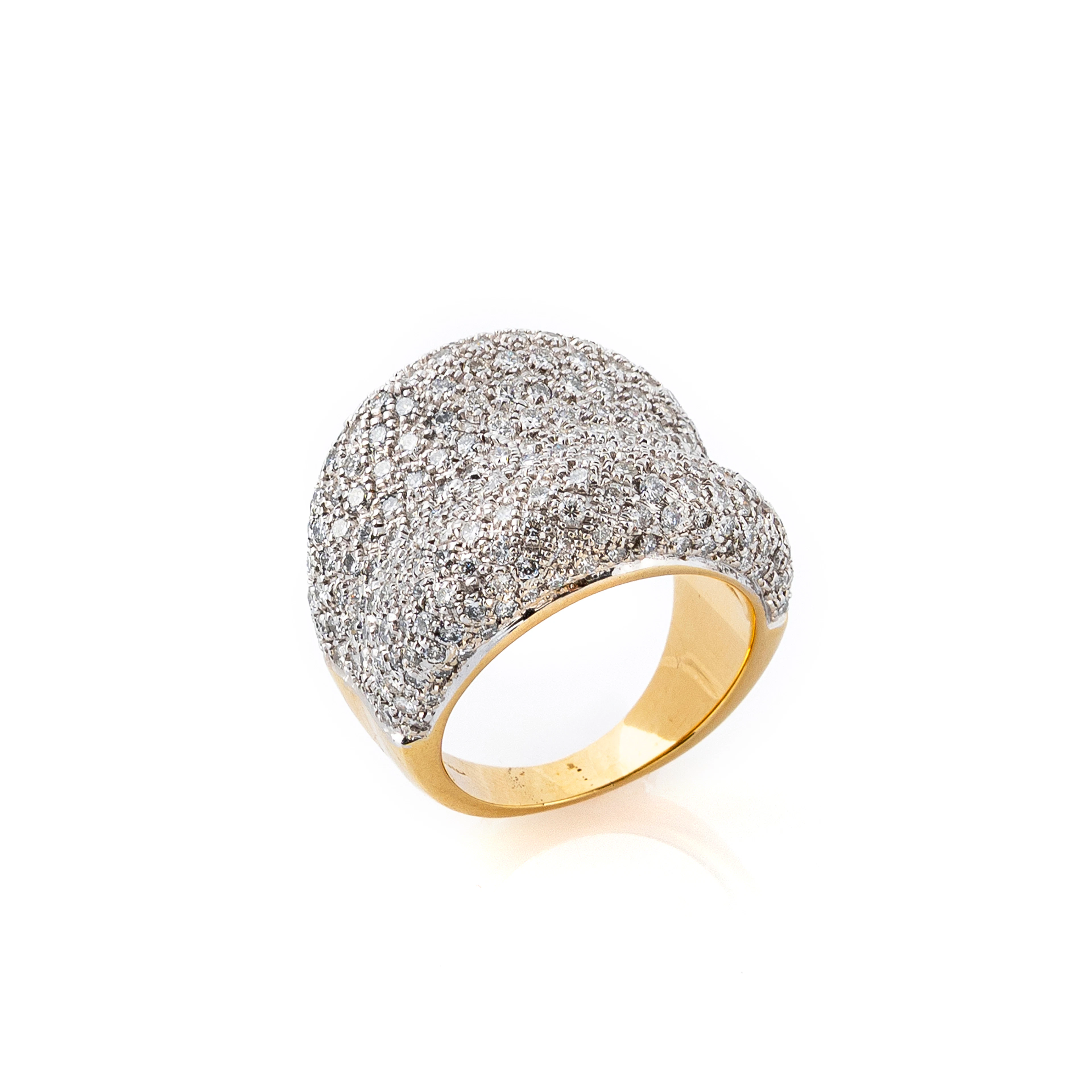 Anello lavorazione Love con Diamanti. Oro bicolore bianco e giallo