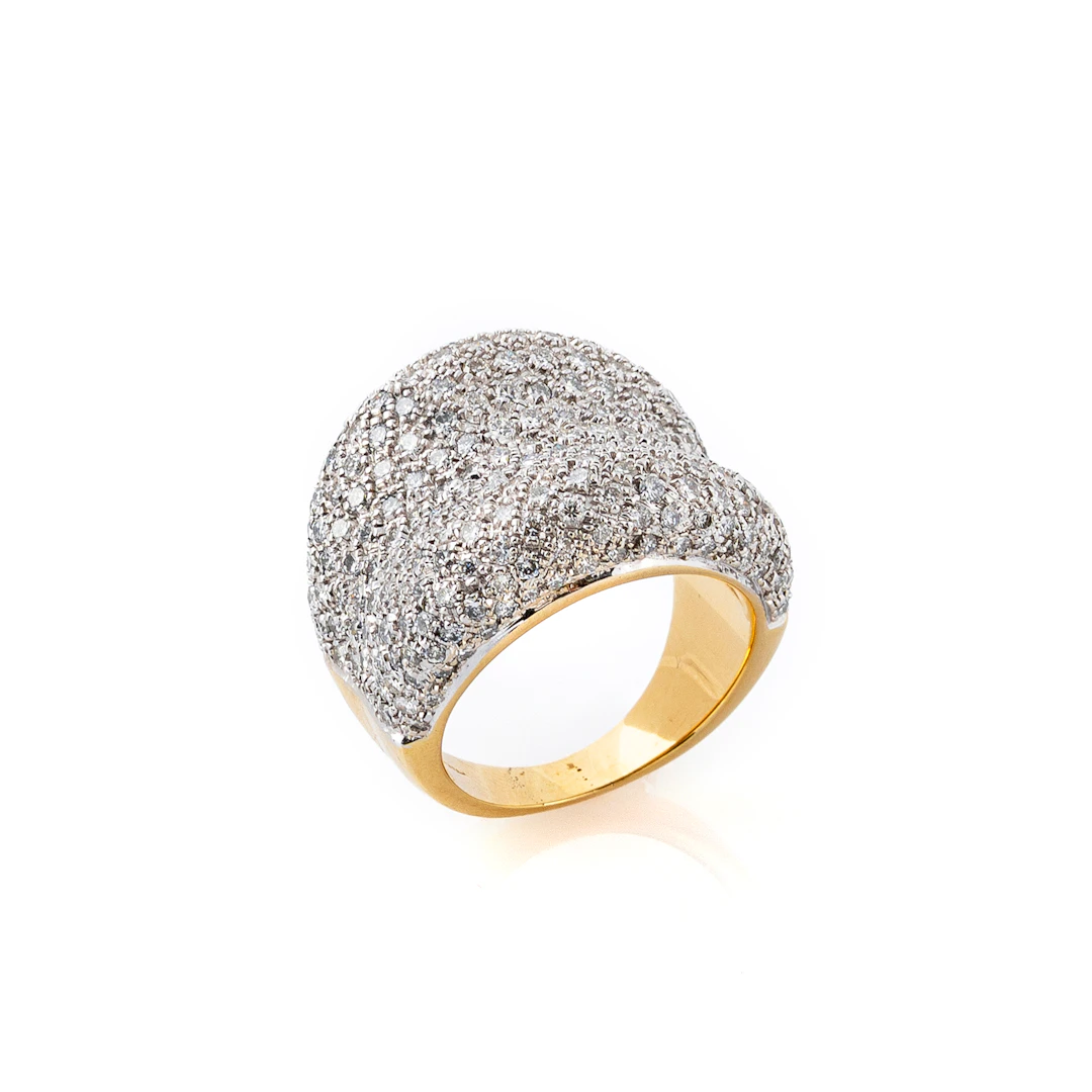 Anello lavorazione Love con Diamanti. Oro bicolore bianco e giallo